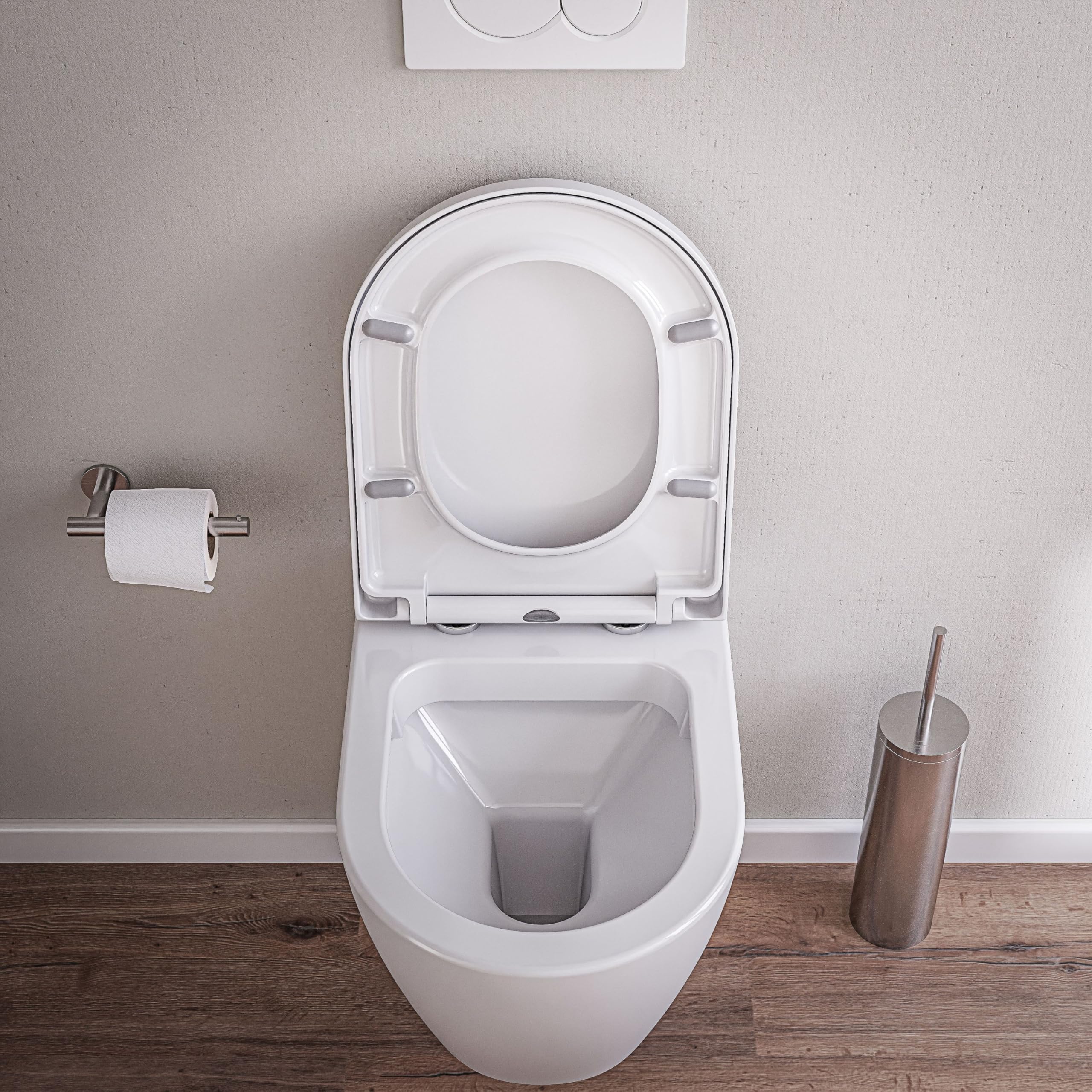 BERNSTEIN Design Wand-WC Spülrandlos Set - Hängetoilette Mit Abnehmbarem Deckel, Sitz Mit Absenkautomatik, Tiefspül-WC D-Form, Softclose-Sitz: Standard - B8030R
