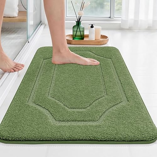 Miniatura 11 de BEQHAUSE Alfombras de baño, suaves y absorbentes, antideslizantes, lavables a máquina, alfombra de baño gruesa gris para baño, bañera y lavabo, 24 x