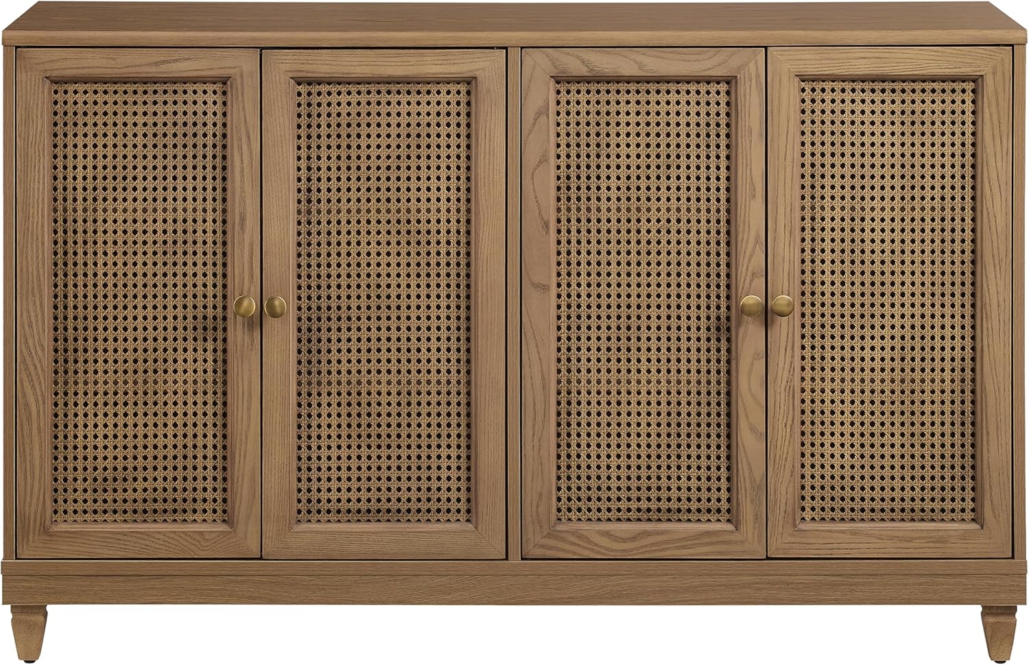 Crosley Furniture Katia Traditional Rattan Sideboard Buffet Cabinet with Shelves, Dining Room, Kitchen, Driftwood