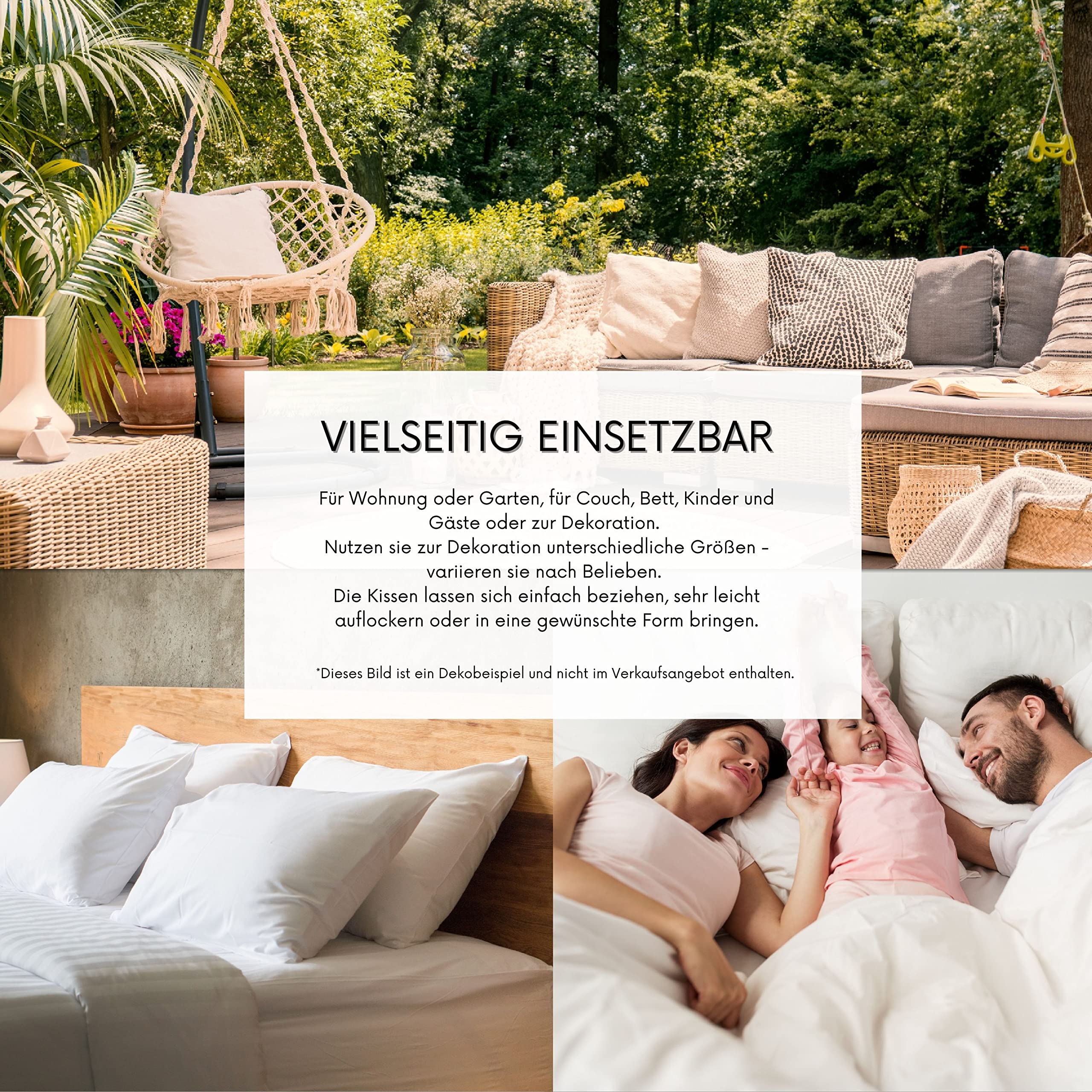 MSS e.K. 4er Set Federkissen | Größe: 80 cm x 80 cm | Füllgewicht: je 1.000 Gramm | 100% Baumwolle | kein Lebendrupf | Kissenfüllung | NOMITE Zertifiziert - milbenfrei | schadstoffgeprüft