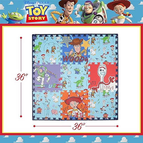 Miniatura 6 de Disney Pixar Toy Story - Tapete de espuma EVA entrelazado The Crew, azulejos de espuma EVA entrelazados, azul, 36 x 36 pulgadas
