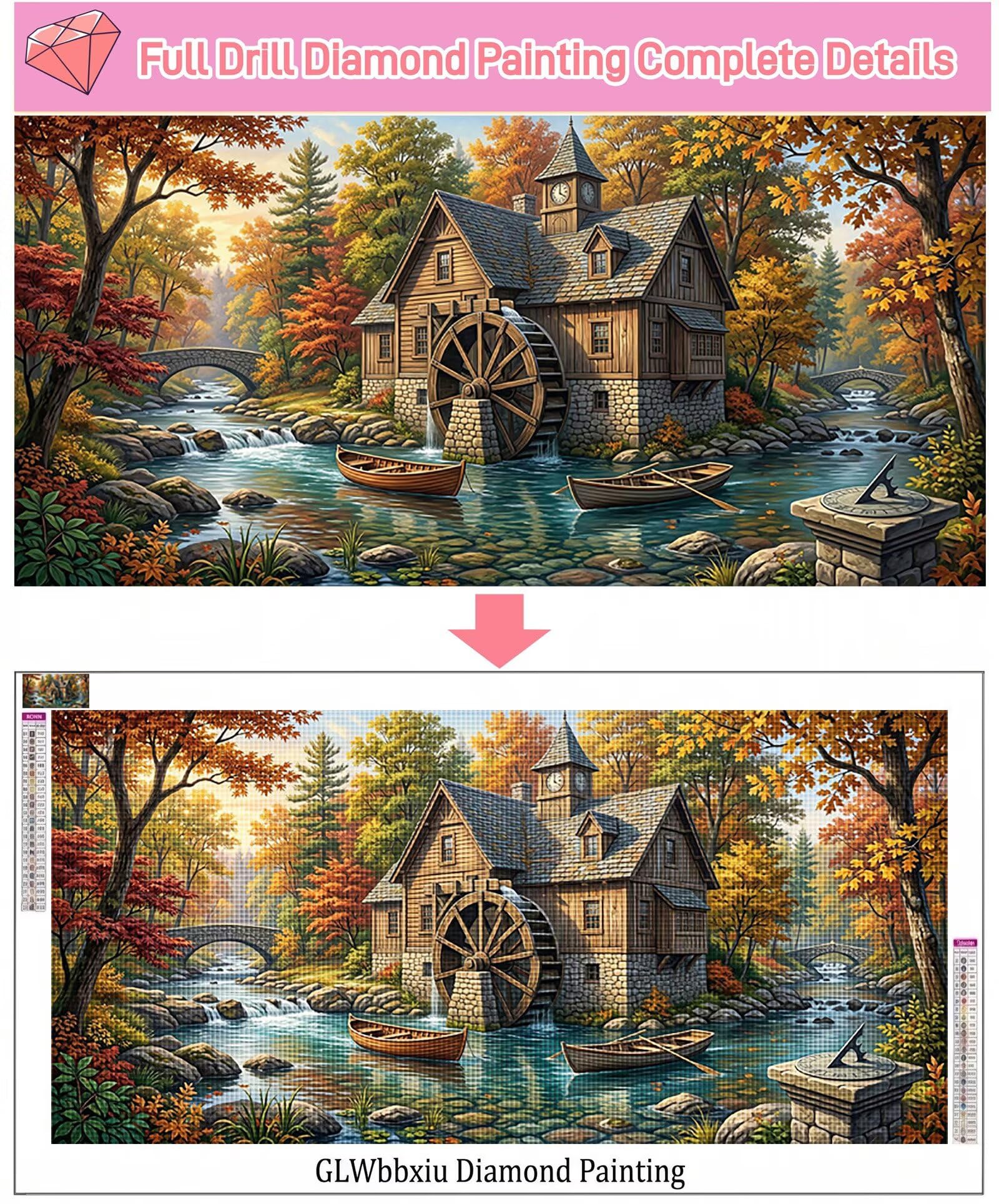 Diamond Painting Wald, Kabine Diamond Painting Erwachsene, 5D Vollbohrer Diamanten Paint by Numbers, Kreatives für Erwachsene Mosaik Bastelset für Home Wand Deko, Geschenke für Frauen 60x120cm,Cod-362