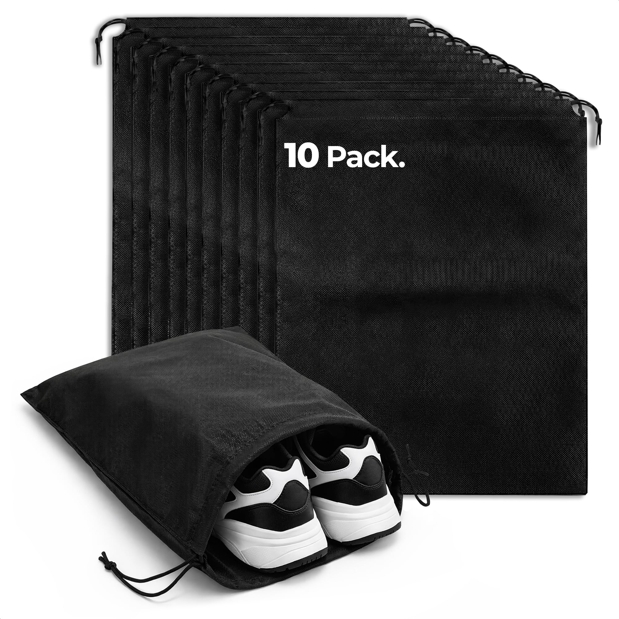 10 Pcs Travel Shoe Bags for Packing in Suitcase – 15.75” x 11.80” Lightweight Breathable Drawstring Shoe Bags for Storage – Dust-Proof Organizer for
