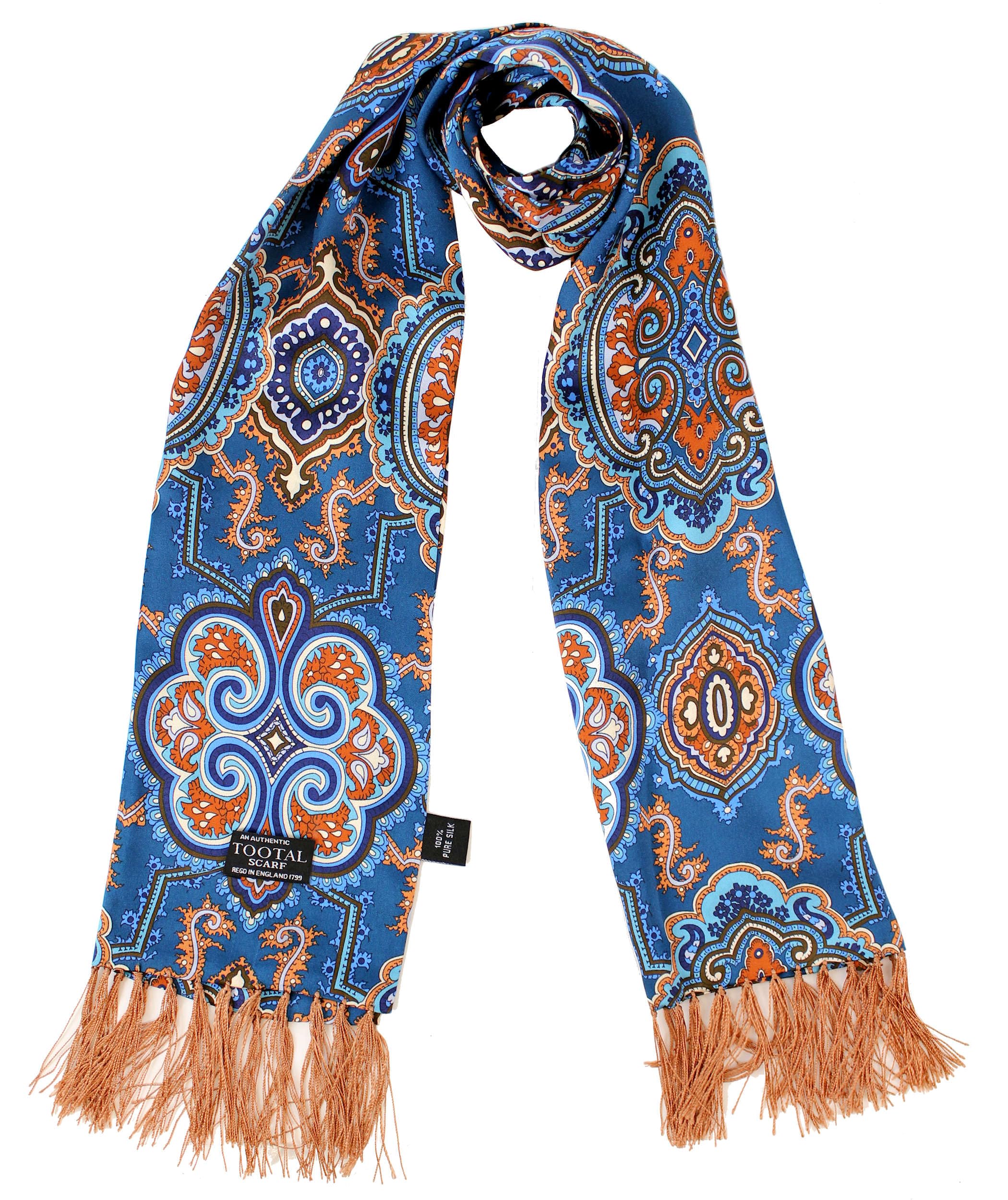 Tootal Mens Paisley Print Silk Scarf (Ocean, One Size)