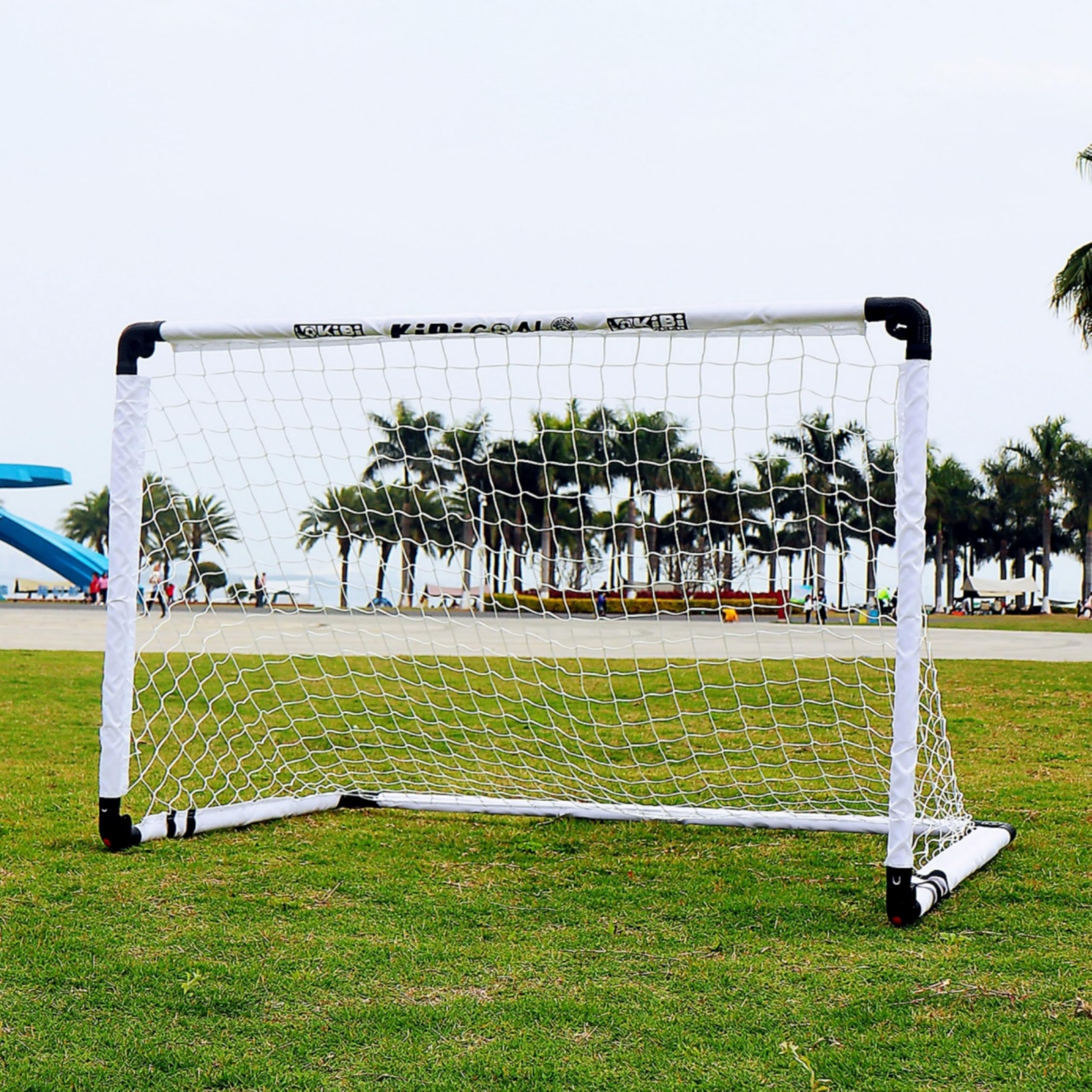 Set di porte da calcio per bambini, portatili, pieghevoli, per giardino, interni ed esterni, giocattolo da calcio, regalo per bambini (115 x 80 cm, set di porta bianca)