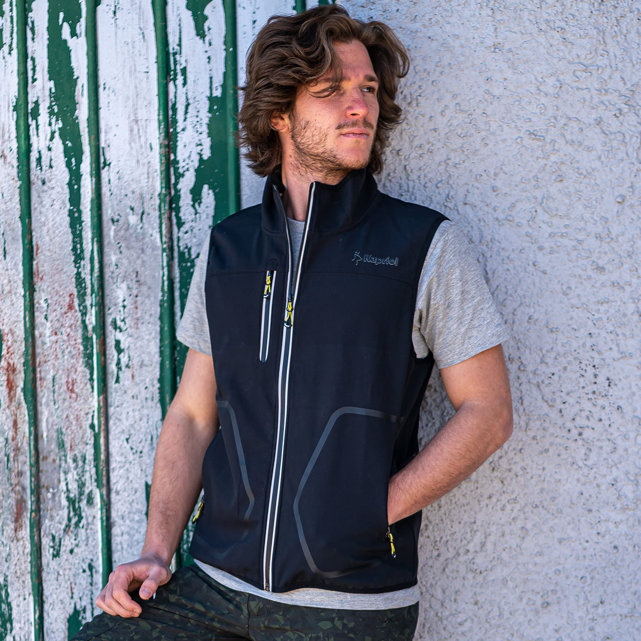 Kapriol Gilet Tech Idrorepellente Antivento Leggero con Tasche Tecnologia Softshell 3 per il lavoro e il Tempo Libero