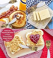 Vista 3 de Esparcidor de queso y salsa de acero inoxidable dorado, condimentos y mantequilla para aperitivos, esparcidores de queso de metal, juego de 2 a 4.55