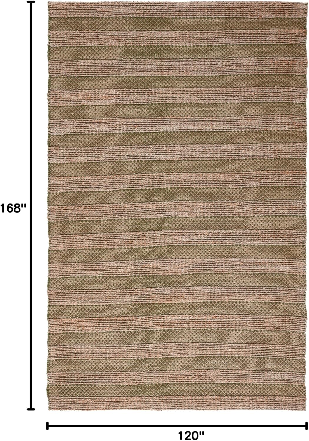 SAFAVIEH Natural Fiber Collection Area Rug - 10' x 14', Green & Natural, Handmade Boho Farmhouse Rustic Jute & Cotton Jute, Ideal for High Traffic Areas in Living Room, Bedroom (NFB654Y)