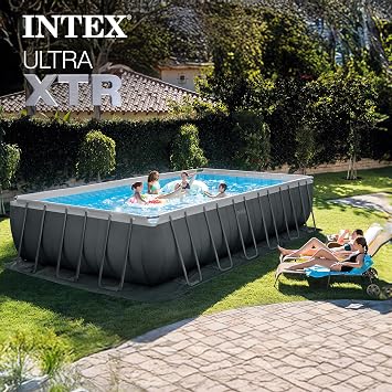 INTEX Ultra XTR 24ft x 12ft x 52in Above Ground Swimming Pool Set Bundle | 26367EH - 2100 GPH Sand Filter Pump, Ladder, Pool Cover & Ground Cloth with Deluxe Automatic Vacuum Cleaner Included