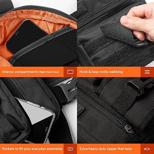 Miniatura 12 de Fitdom Mochila deportiva inspirada en táctica. Bolsa de pecho para hombres con soporte para teléfono incorporado. Este chaleco EDC Rig es perfecto