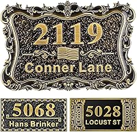 Vista 48 de Letrero de dirección personalizado, placa de dirección de número de casa, placa de dirección personalizada, metal o latón antiguo acrílico