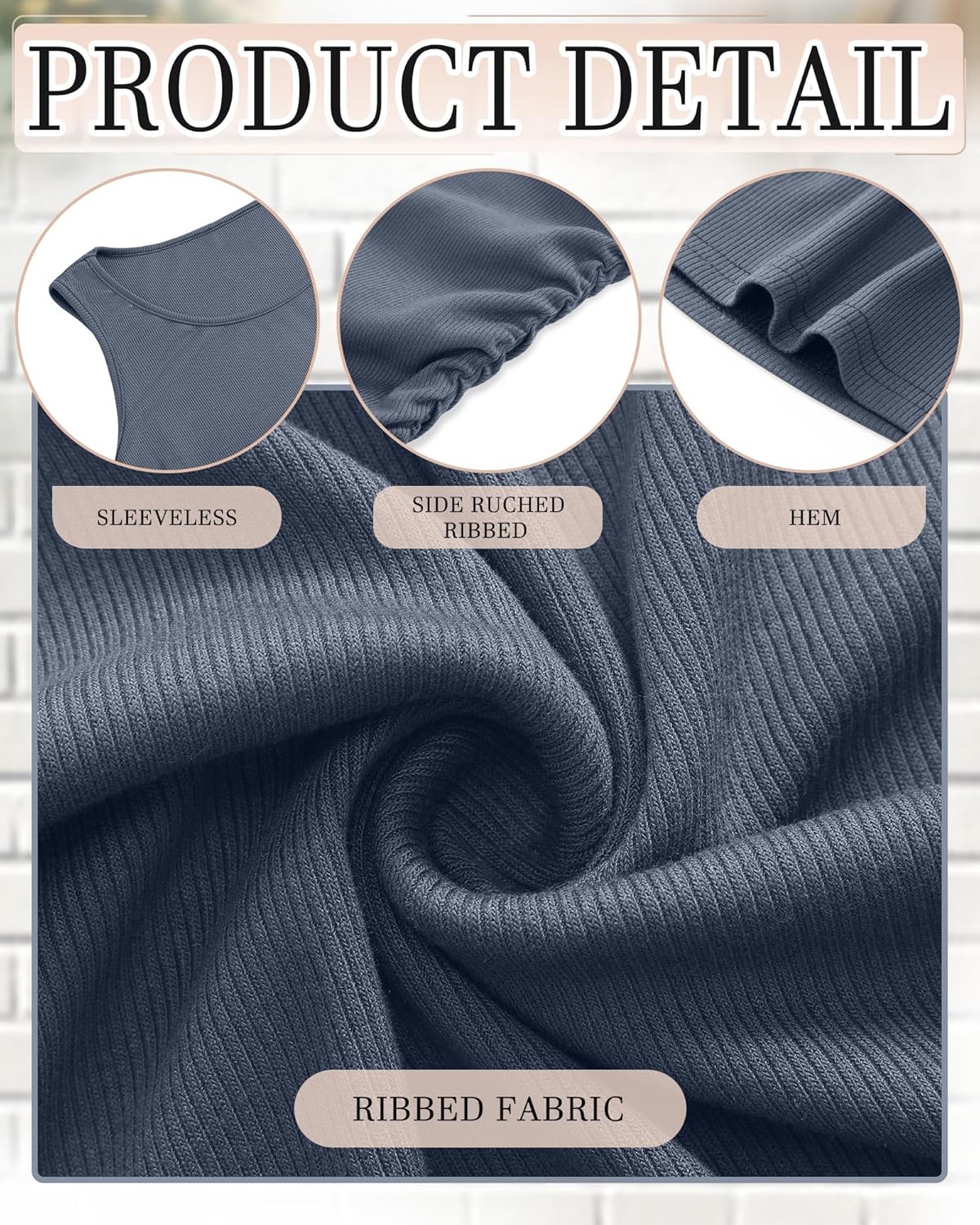 Riyiper 3 Pack Women's Maternity Tank Tops, Sleeveless Cotton Pregnancy Shirts Ribbed Knit Sides Ruched Basic Mama Clothes - Image 6