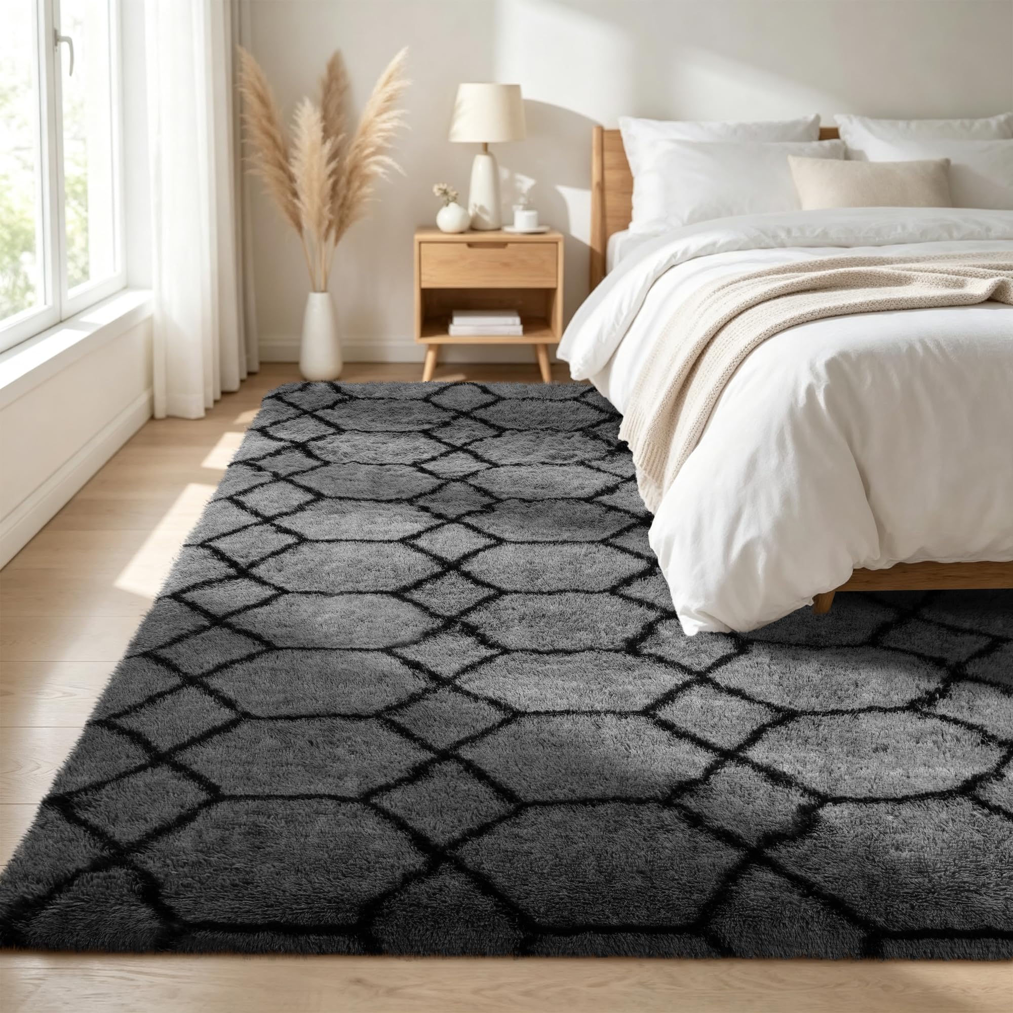 Alfombra geométrica para dormitorio, 120x180, gris y negro, alfombras de sala de estar para habitación de niños, bebé, guardería, dormitorio, decoración de salón, alfombra de piso espesor