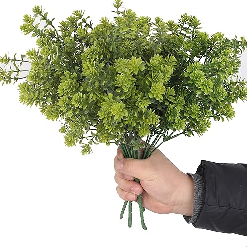 Miniatura 3 de Flores artificiales, 6 paquetes de plantas resistentes a los rayos UV, arbustos de boj hojas de plástico, arbustos falsos, vegetación para granja,