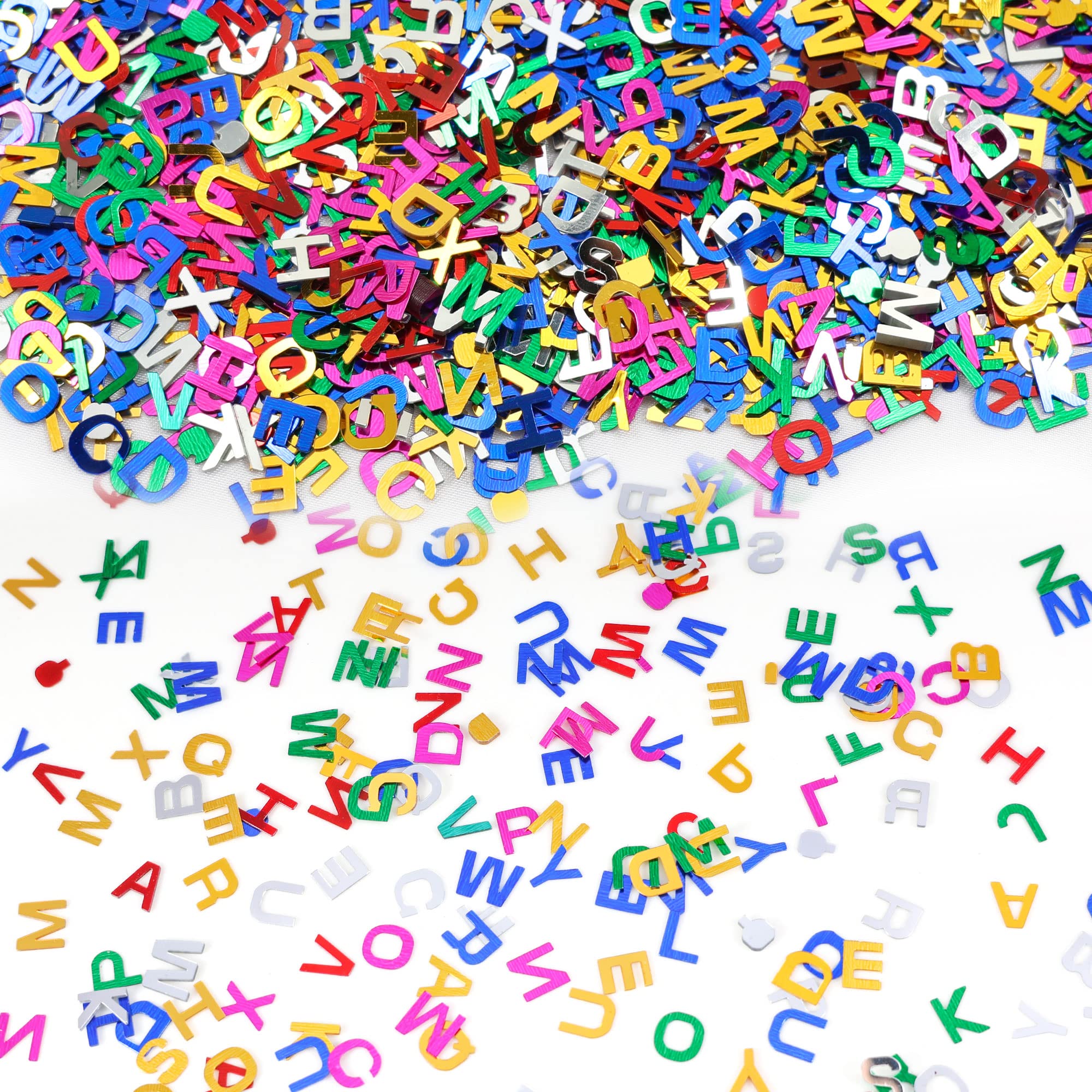 Gyufise 3000pcs Multicolor 8mm Alphabet Sequin Letter Varsity Letters Paillette Table Confetti Sequins Table Decorations For Diy Balloons Baby Shower Birthday Wedding Party