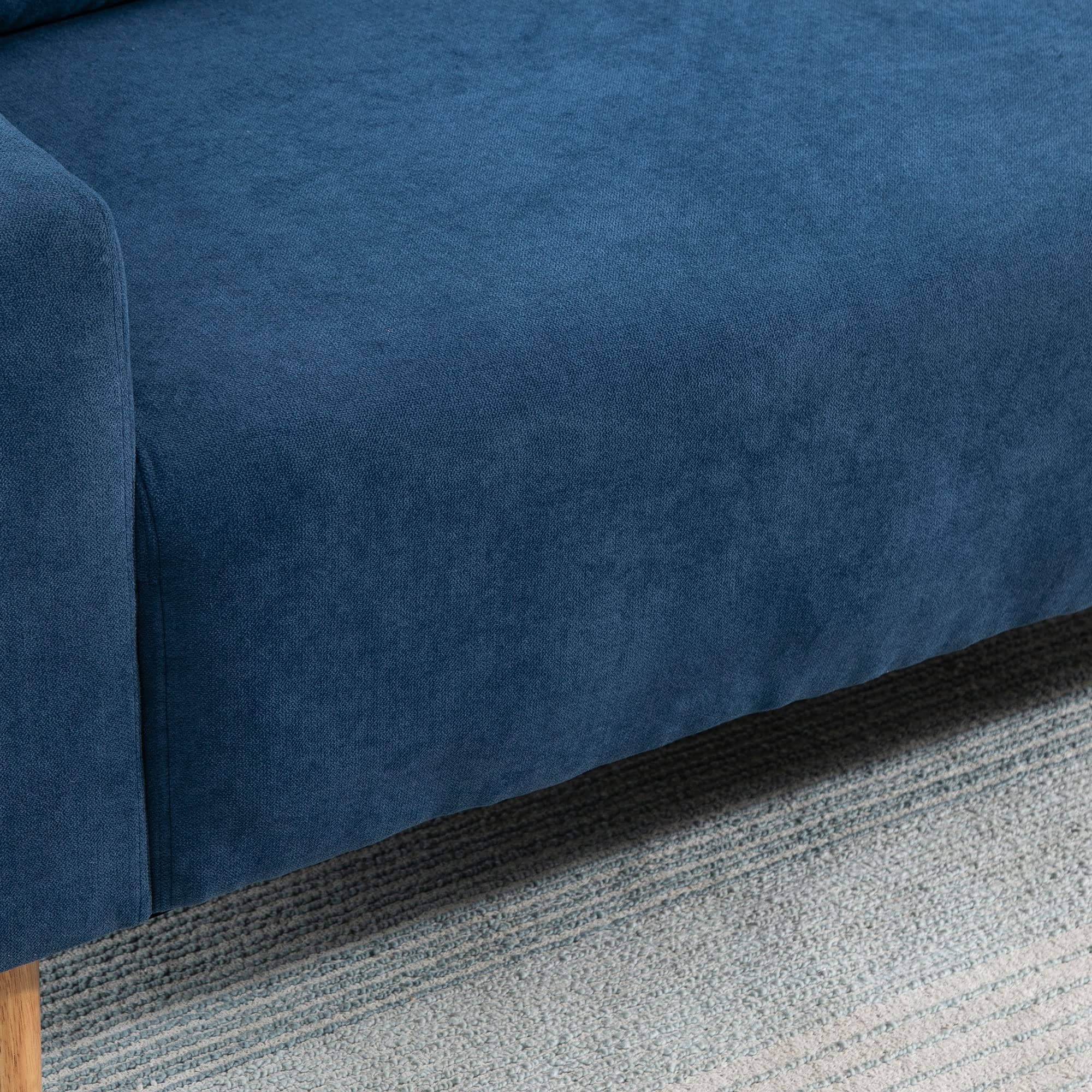 HOMCOM Divano 2 Posti Moderno in Stile Nordico con Schienale Trapuntato, in Poliestere e Legno, 145x76x88 cm, Blu