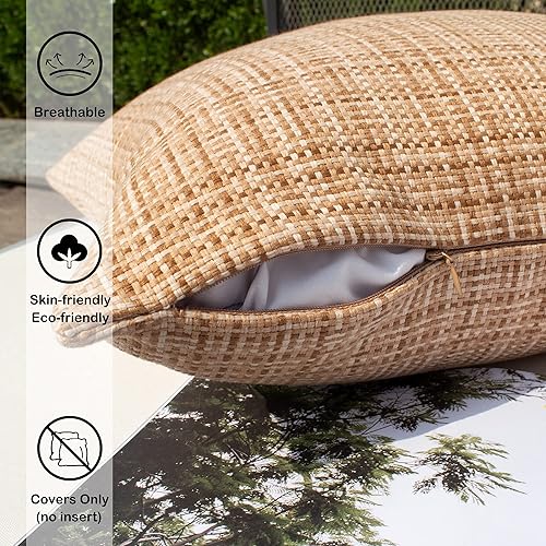 Miniatura 3 de Kevin Textile - Juego de 2 fundas de almohadas decorativas para exteriores, impermeables, cuadradas, para jardín, patio, tienda de campaña, sofá, de