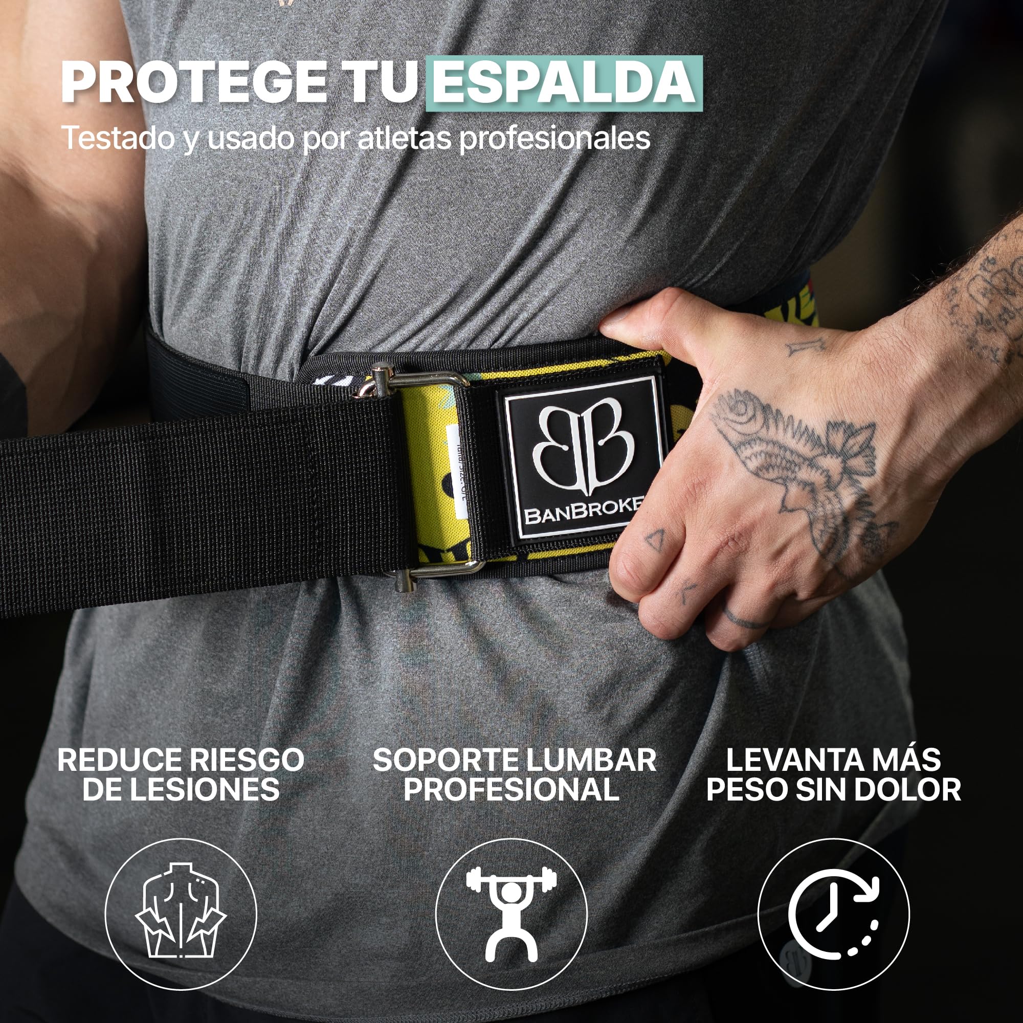 Banbroken Cinturón Lumbar Crossfit Hebilla de Acero Inoxidable Powerlifting Material EVA Técnico Ligero 9,5 cm Incluye Bolsa de Transporte