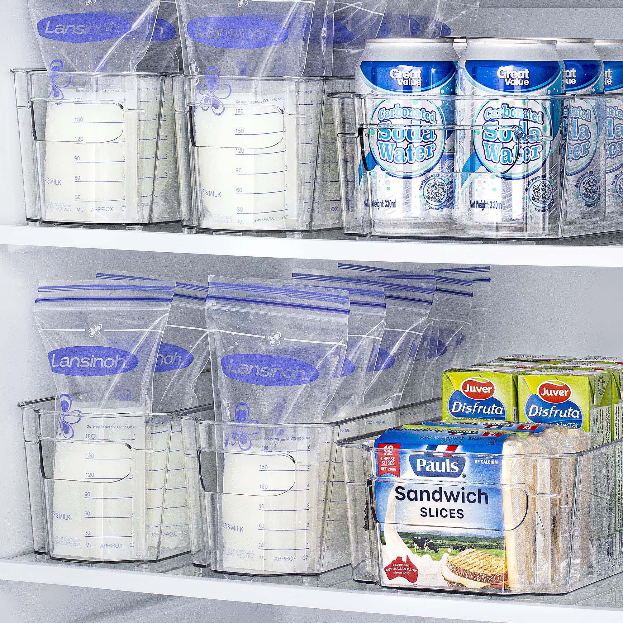 Vtopmart Breastmilk Storage Container 4PCS Set, Clear Freezer and Fridge Organizer Bins, Plastic