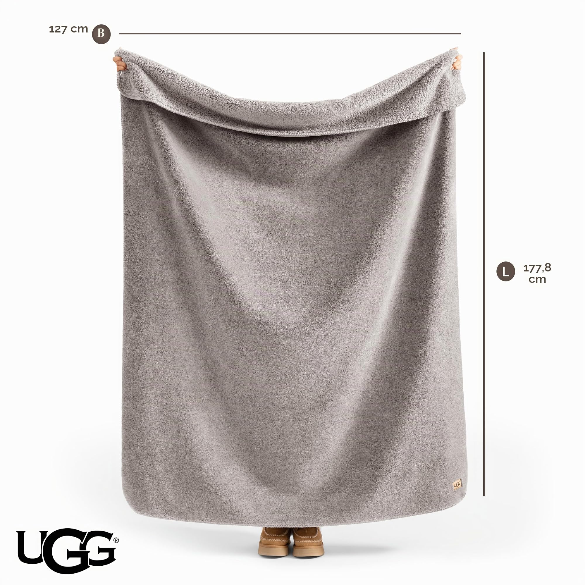 UGG Whitecap – Plüsch-Überwurfdecke für Couch oder Bett – Bequeme, gemütliche Heimdekoration – weiche und luxuriöse Decke für Wohnzimmer oder Schlafzimmer – 127 x 177,8 cm – Schatten