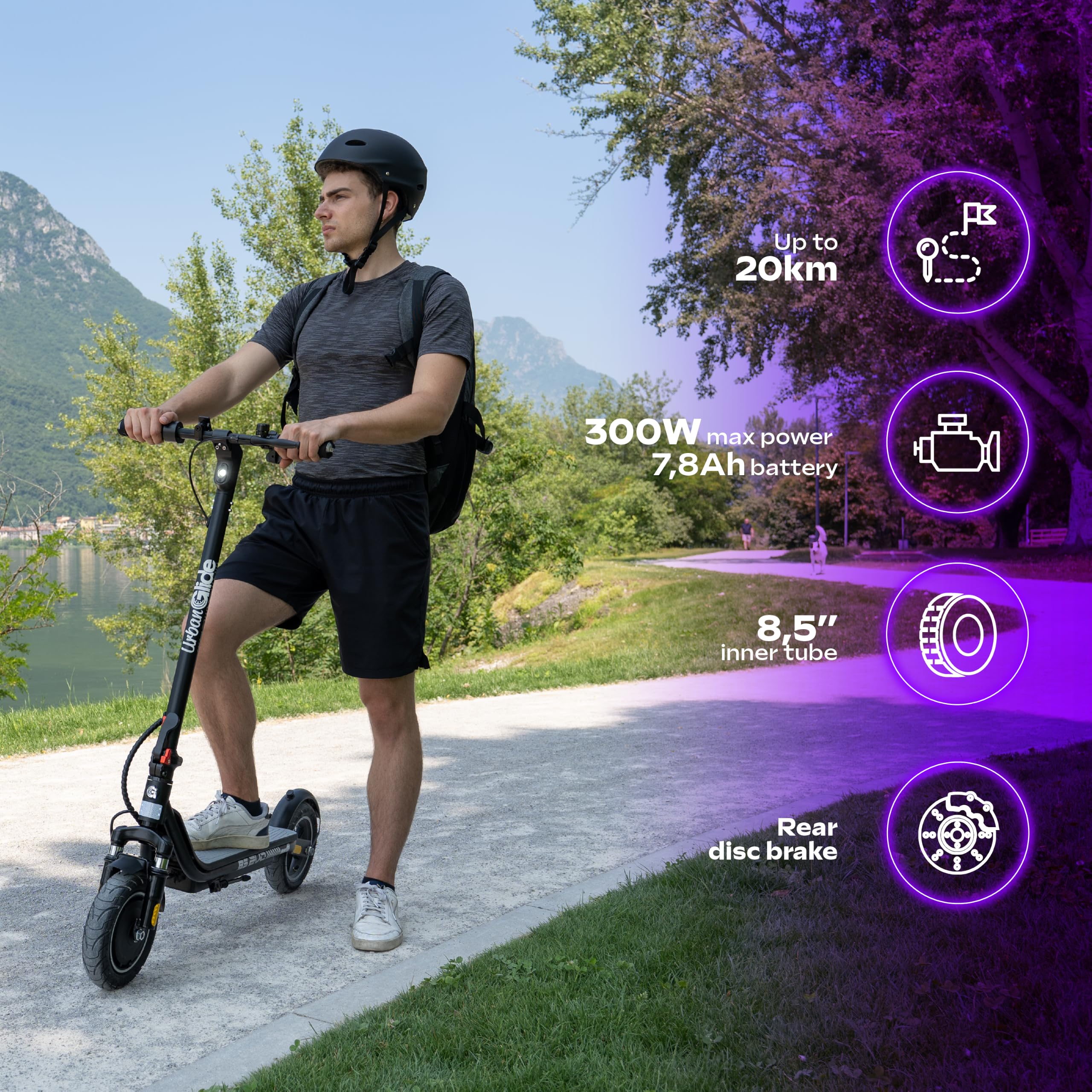Trottinette Électrique Adulte UrbanGlide 85 Evo – Autonomie Jusqu'a 15 km - Pneu 8,5" Gonflable - Batterie 25.2V - Poids 15Kg
