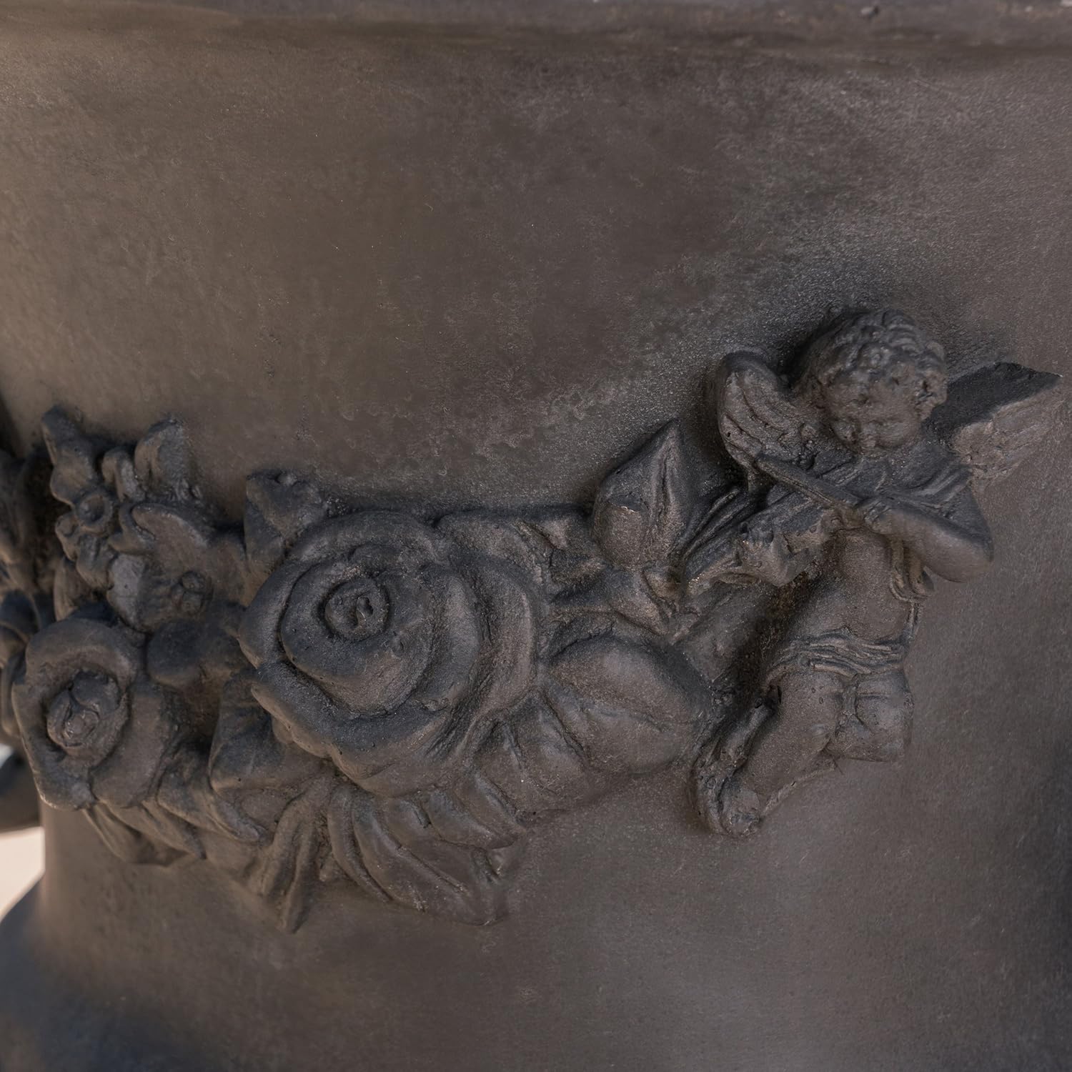 Christopher Knight Home Buena Outdoor 24" Cast Stone Urn, Antique Black