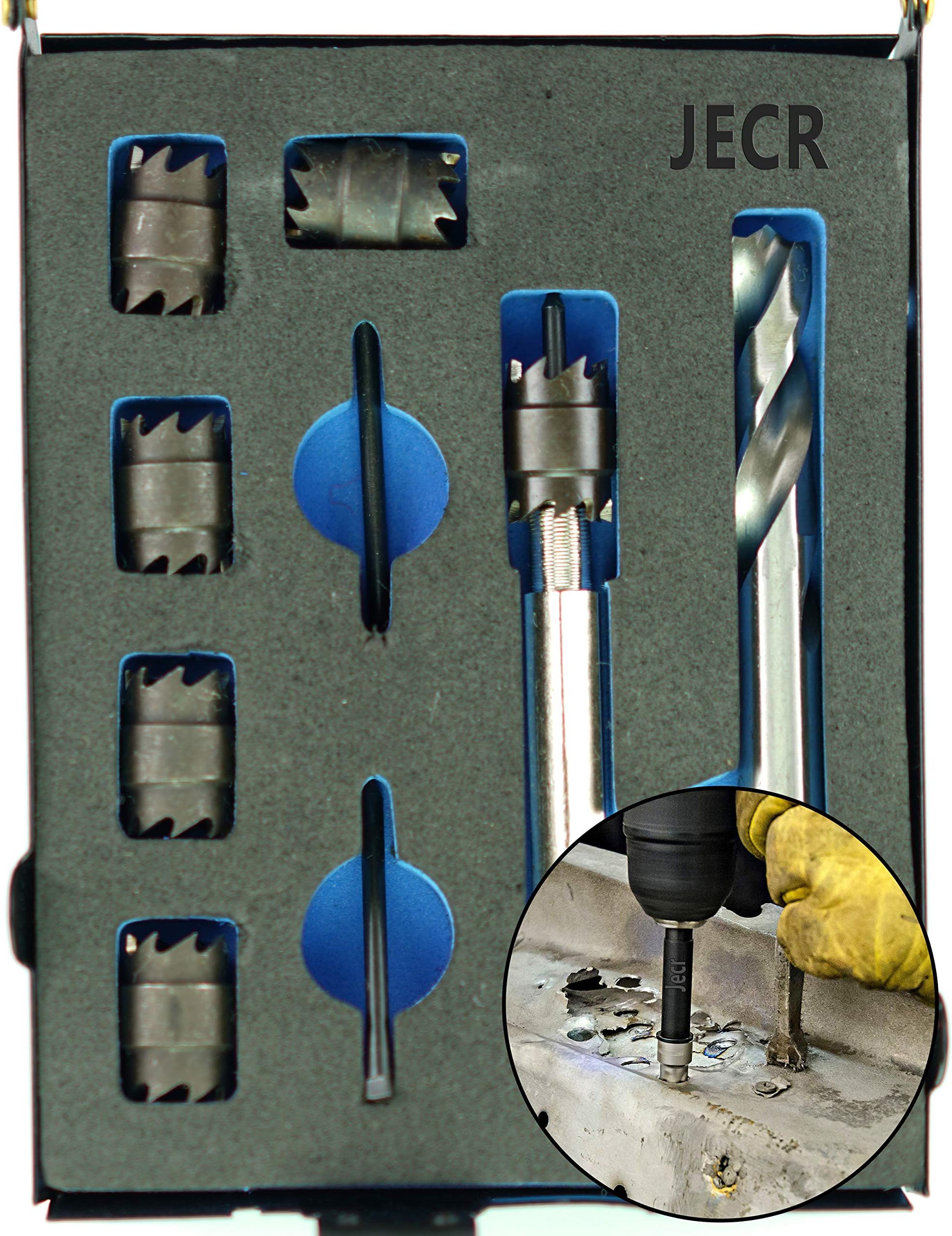 Spot Weld Cutter Kit, 9 Piece Sheet Metal Hole Cutter Punch Remover Panel Separator for Power Drill Welding Auto Body Work Tool, 3/8 Inch Drill Bit Tools