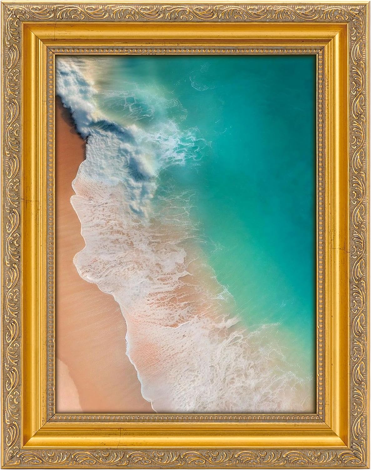 Vintage 6x8 picture frame, Antique Gold Photo Frames with HD Glass Front,Ornate 6x8 frame Display for Wall Décor,1 Pack,Gold