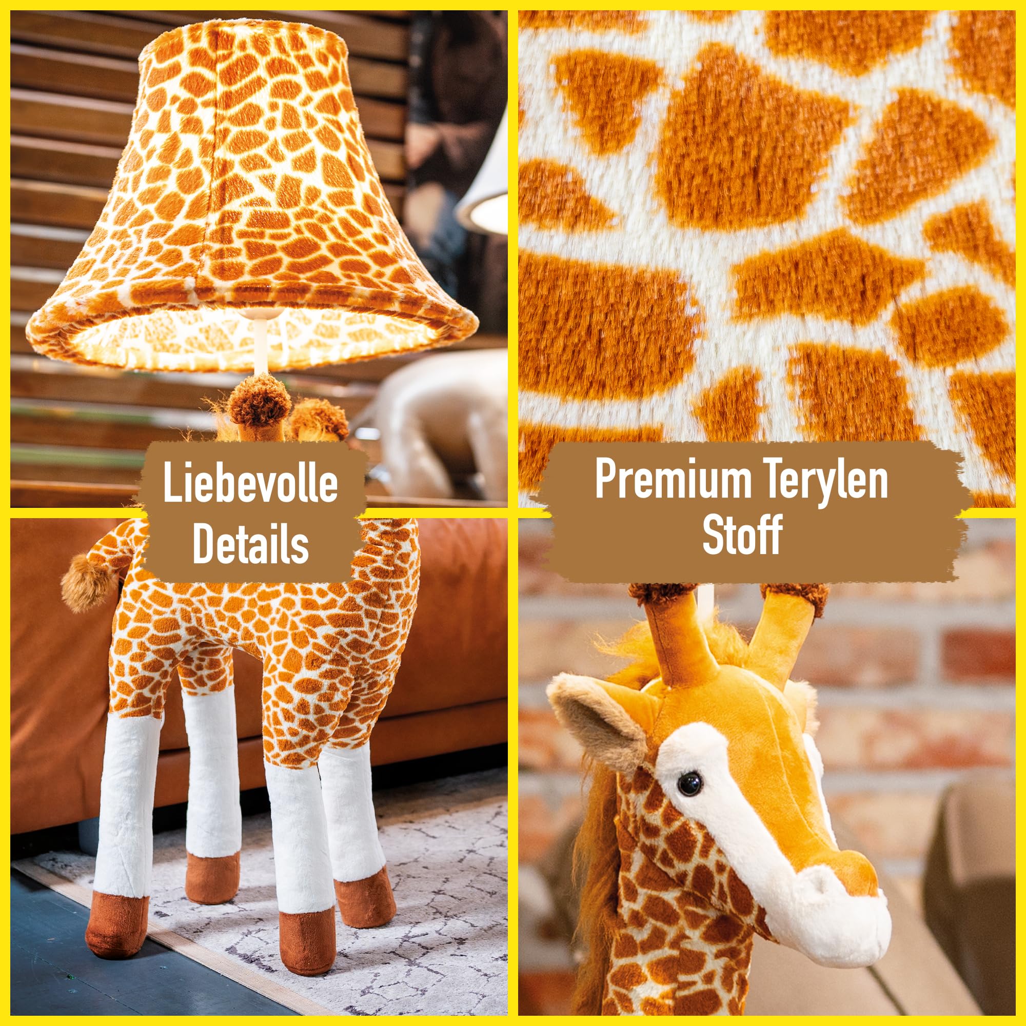 Happy Lamps Raffi die Giraffe LED-Stehlampe 120 cm Kinderzimmer Deko | handgefertigt, kindersicher, ideal fürs Kinderzimmer, Geschenkidee