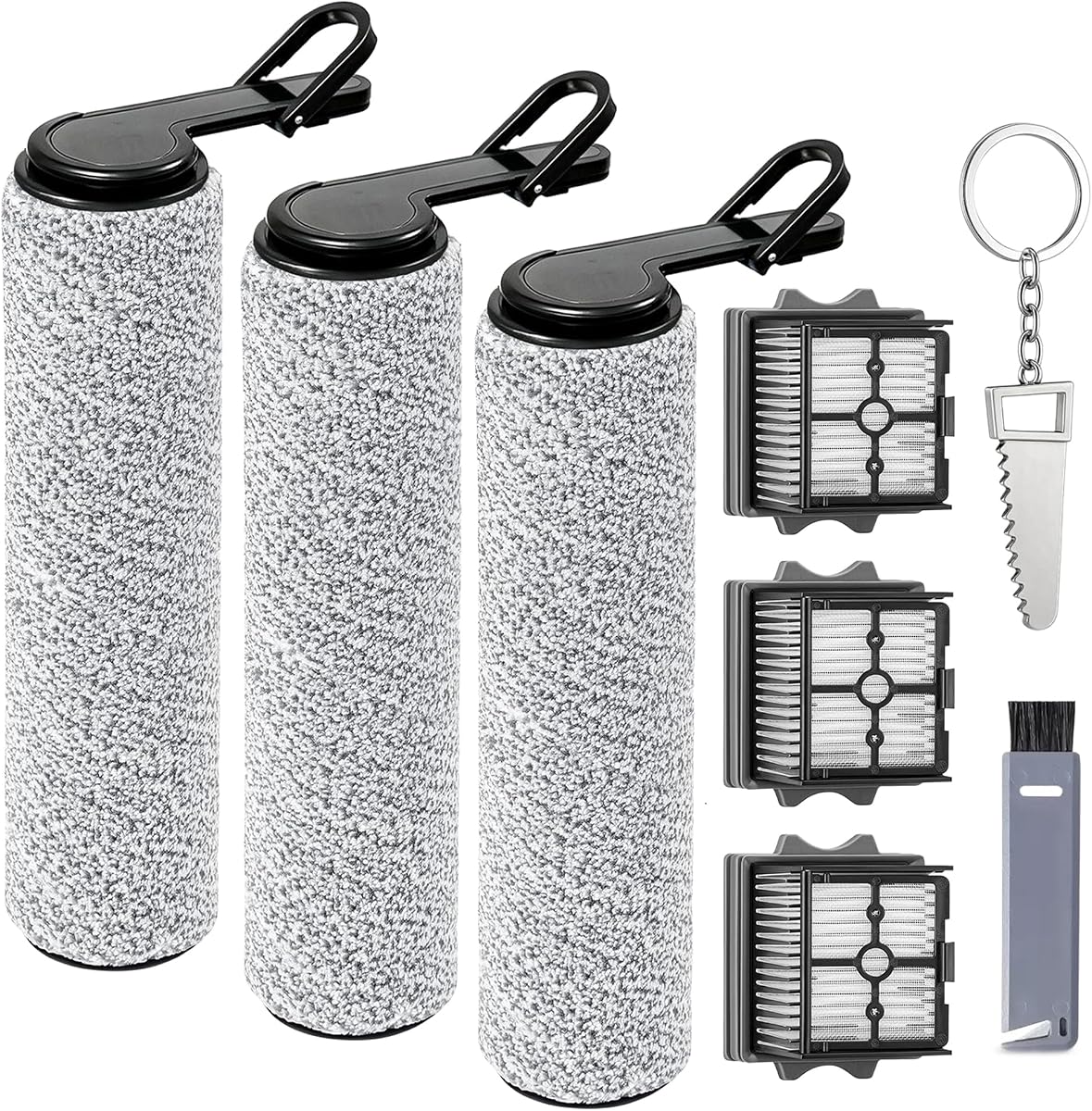 Roller Brush and Filter Replacement Parts, Compatible with Tineco Floor One Stretch S6,Switch S6,S7 Stretch Ultra,i5 Stretch,i6 Stretch,S9 Artist steam,S9 Artist Pro Cordless Wet Dry Vacuum Cleaner