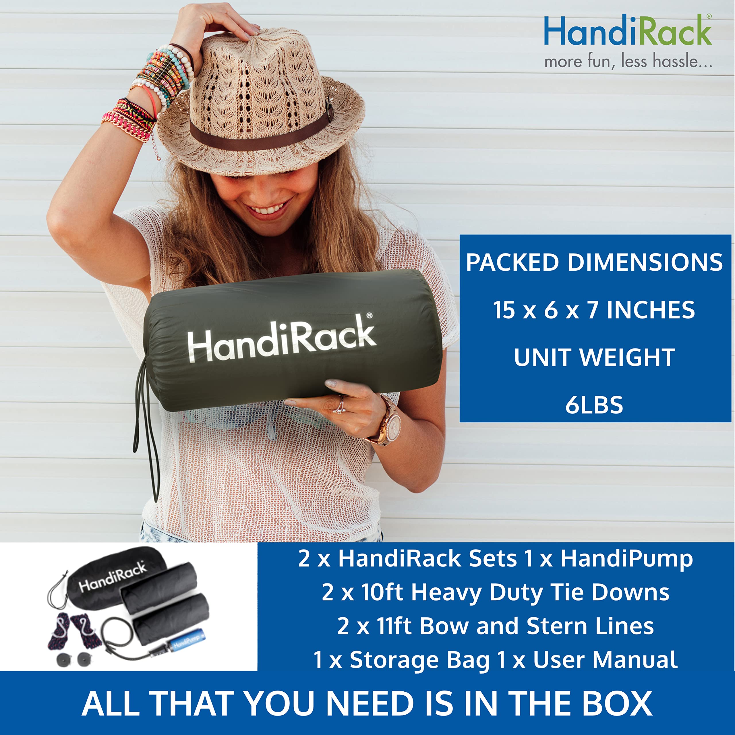HandiRack Universal Inflatable Soft Roof Rack Bars (Pair); TieDowns