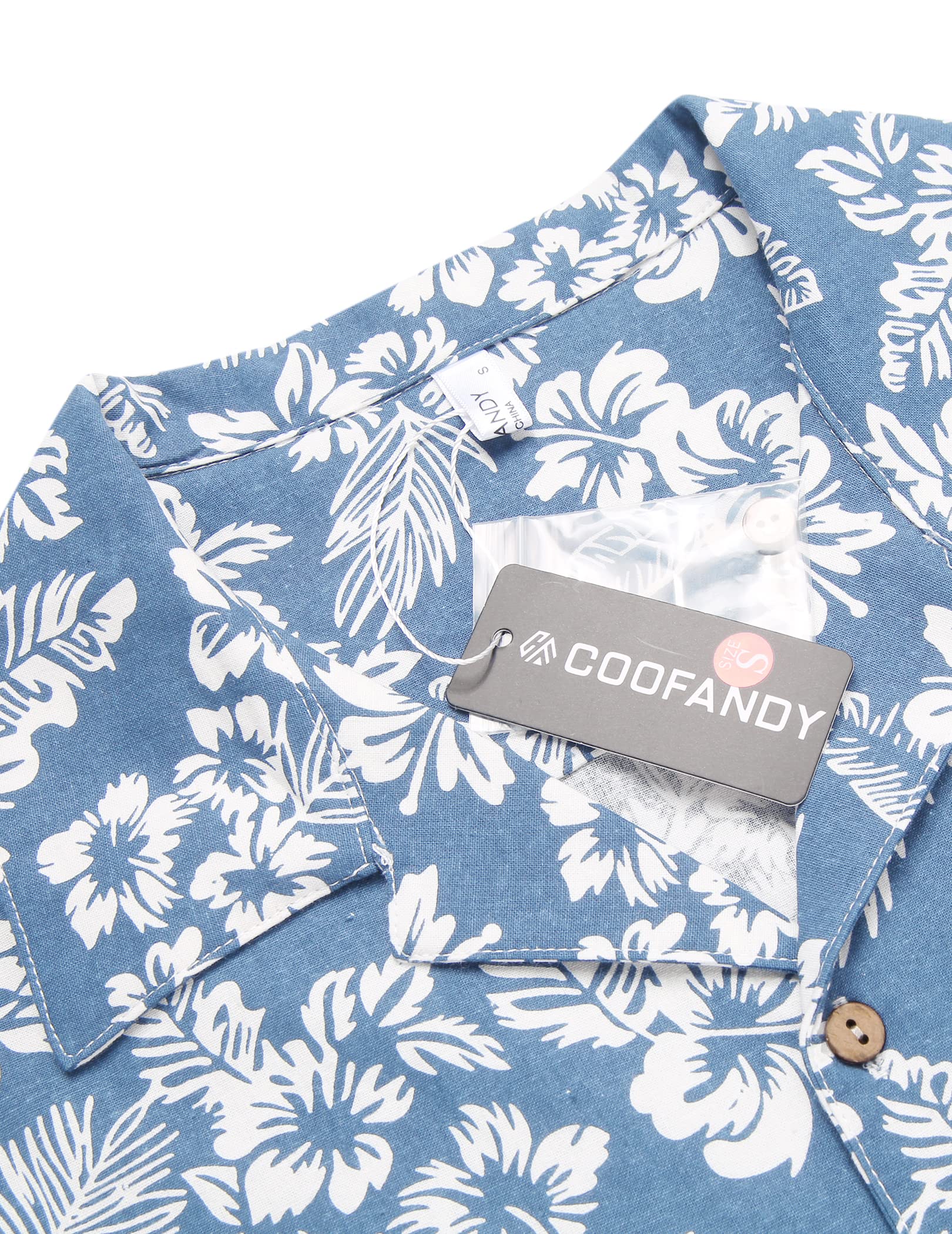COOFANDY Camisa de Lino Manga Corta Hawaiana de Verano Playa Impresa