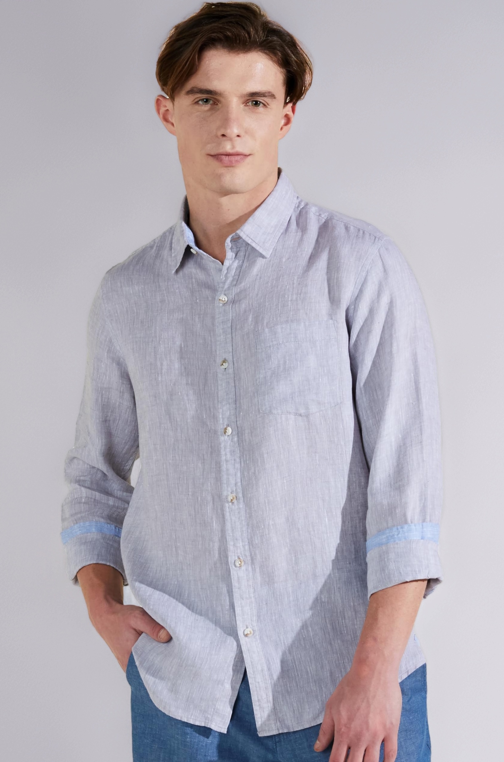 - Men's Pure Linen Solid Casual Shirt (Regular Fit)