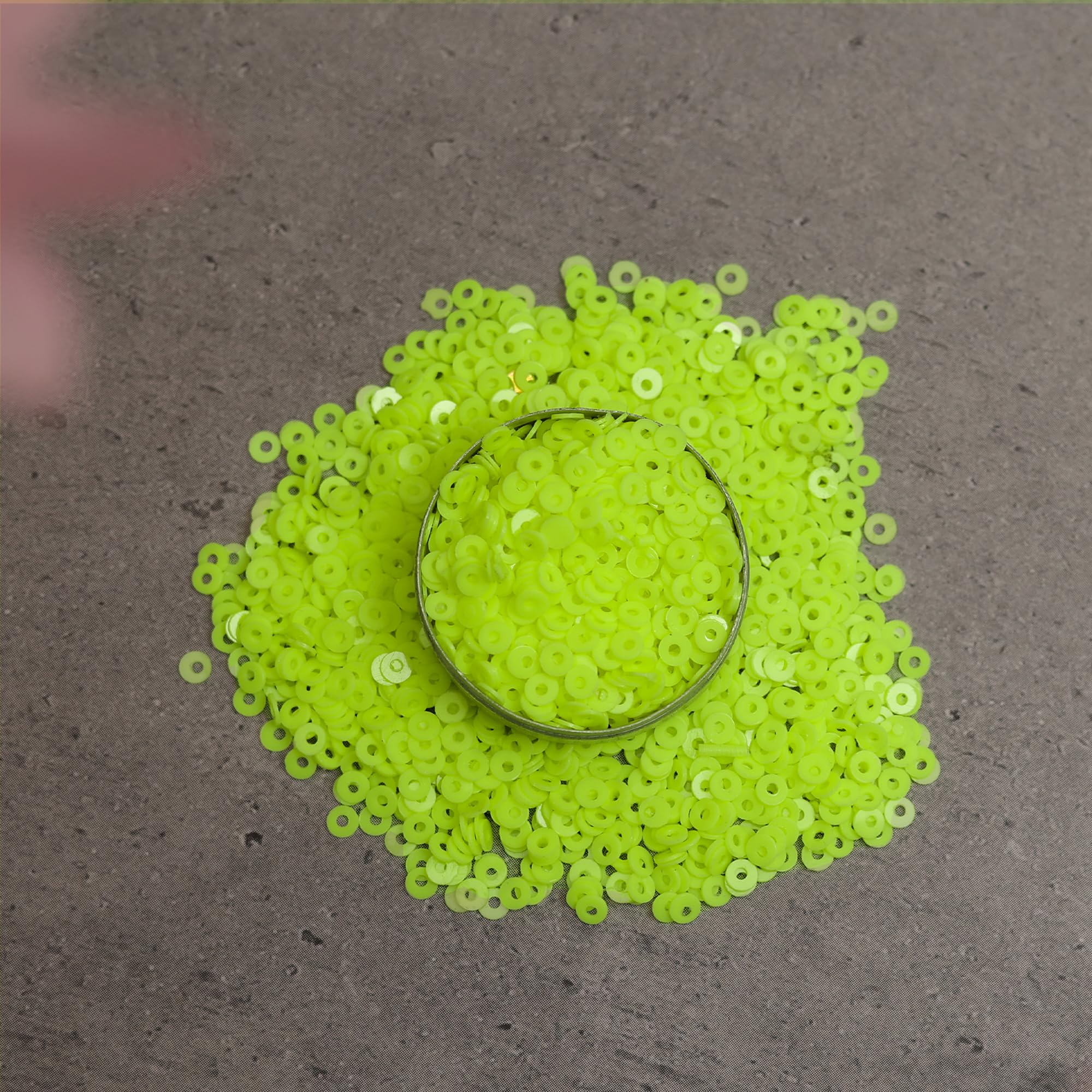 Embroiderymaterial 2.5MM Sequins Sitara for Craft, Embroidery, and Jewellery Making (Sunny Lime, 50 Gram) 4