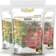 GiDeli Monopotassium Phosphate MKP 3x1kg – Water-Soluble Fertilizer for Fertigation and Foliage Use – Ideal for Vegetable Garden, Greenhouse and Fruit Trees – Nitrogen Free, Promotes Flowering and