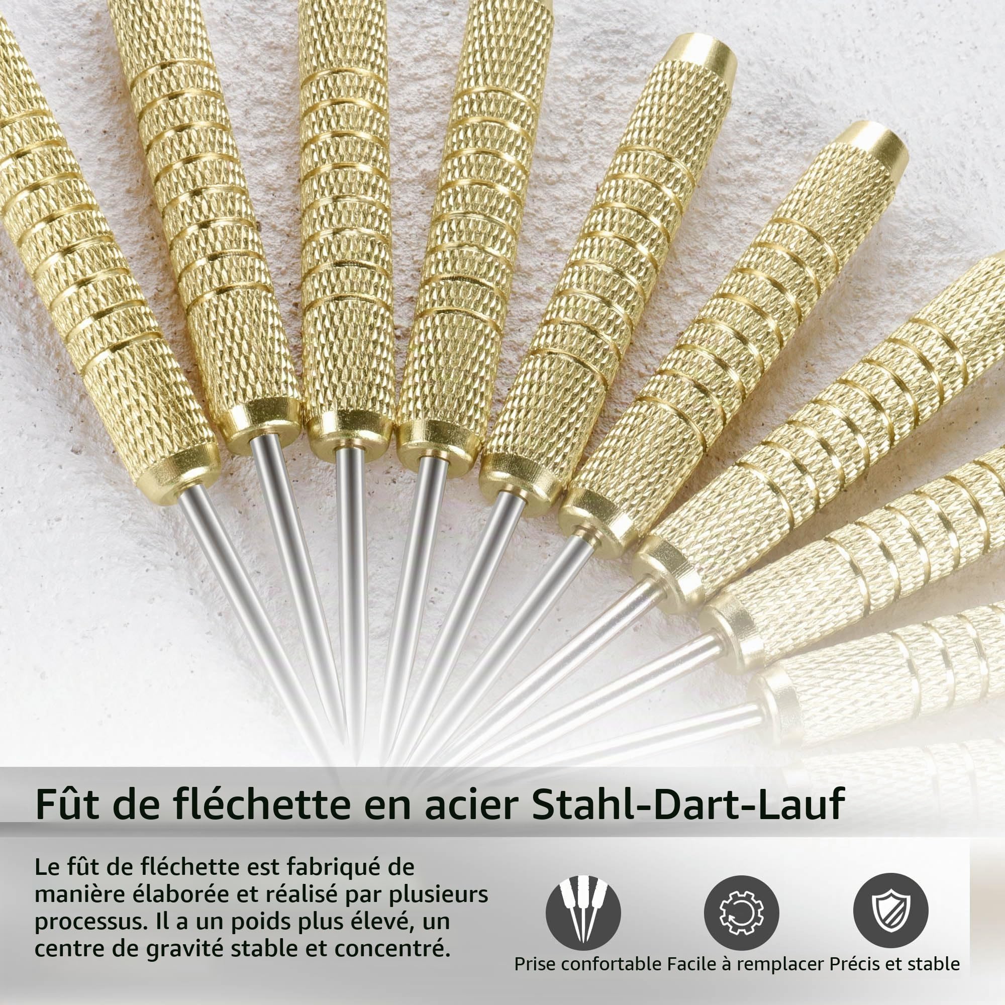 CyeeLife Fléchettes Pointe Acier 12 pcs,Fléchettes Pointe Métal,Jeu de Fléchettes avec 4 Couleurs d'Ailettes,Set Complet pour Débutants