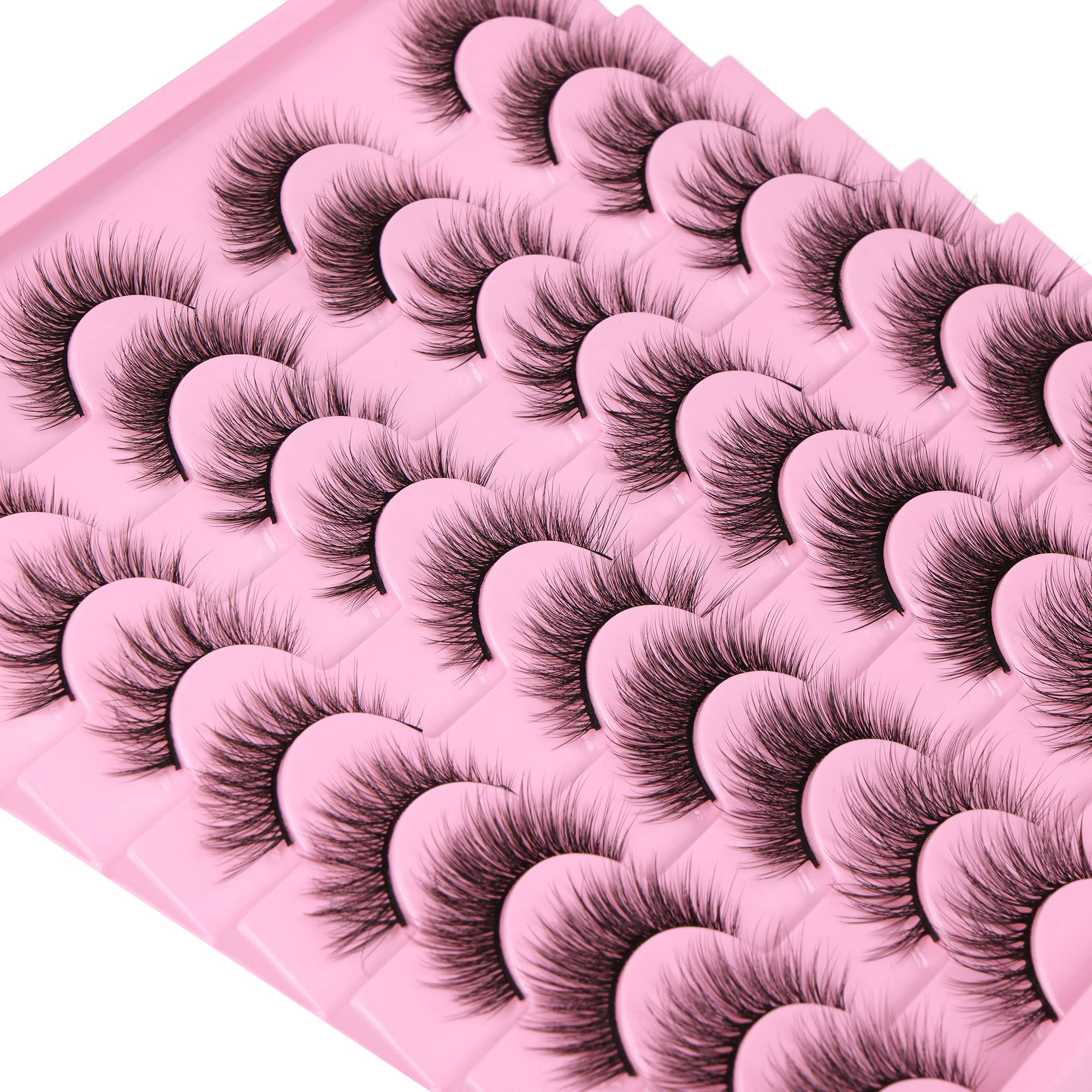 ALPHONSE False Lashes Pack Natural Look Wispy Fake Eyelashes 20 Pairs Cat Eye Lashes Wispies Faux Mink Spiky Manga Eyelashes Wholesale 5 Styles