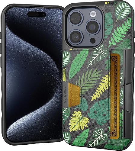 Smartish Funda tipo cartera para iPhone 15 Pro Wallet Slayer Vol. 2 delgada + protectora tarjetero con soporte Funda de ranura oculta probada para