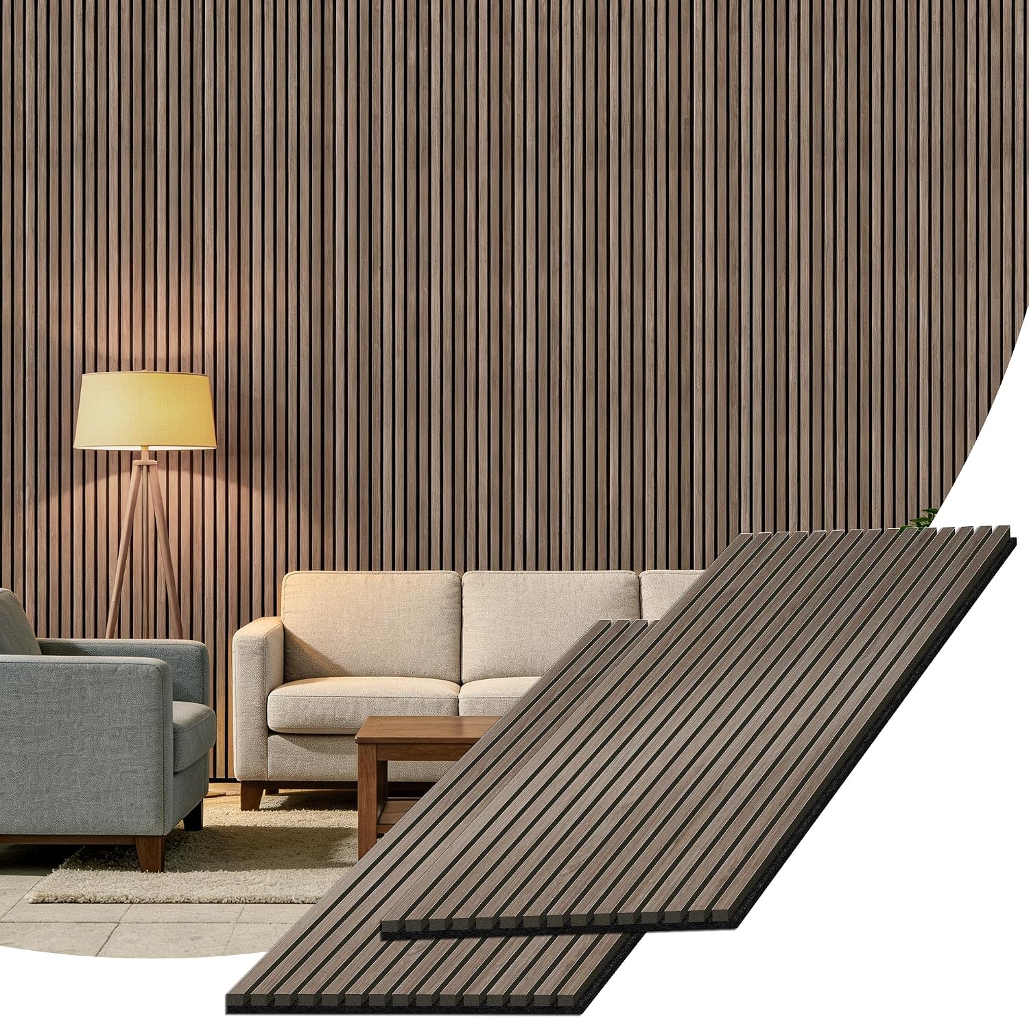 2 Packs Acoustic Wall Panel, 47.2"x23.6"x0.75" Wood Slat SoundProof Wall Panels, Sound Absorbing Dampening Panel for Office,Home Theater,Studio, Walnut