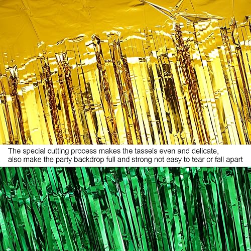 Miniatura 4 de Peryiter 6 cortinas de flecos metálicos de oropel de 3.3 x 6.6 pies, accesorios de telón de fondo para Halloween, cumpleaños, aniversario, despedida
