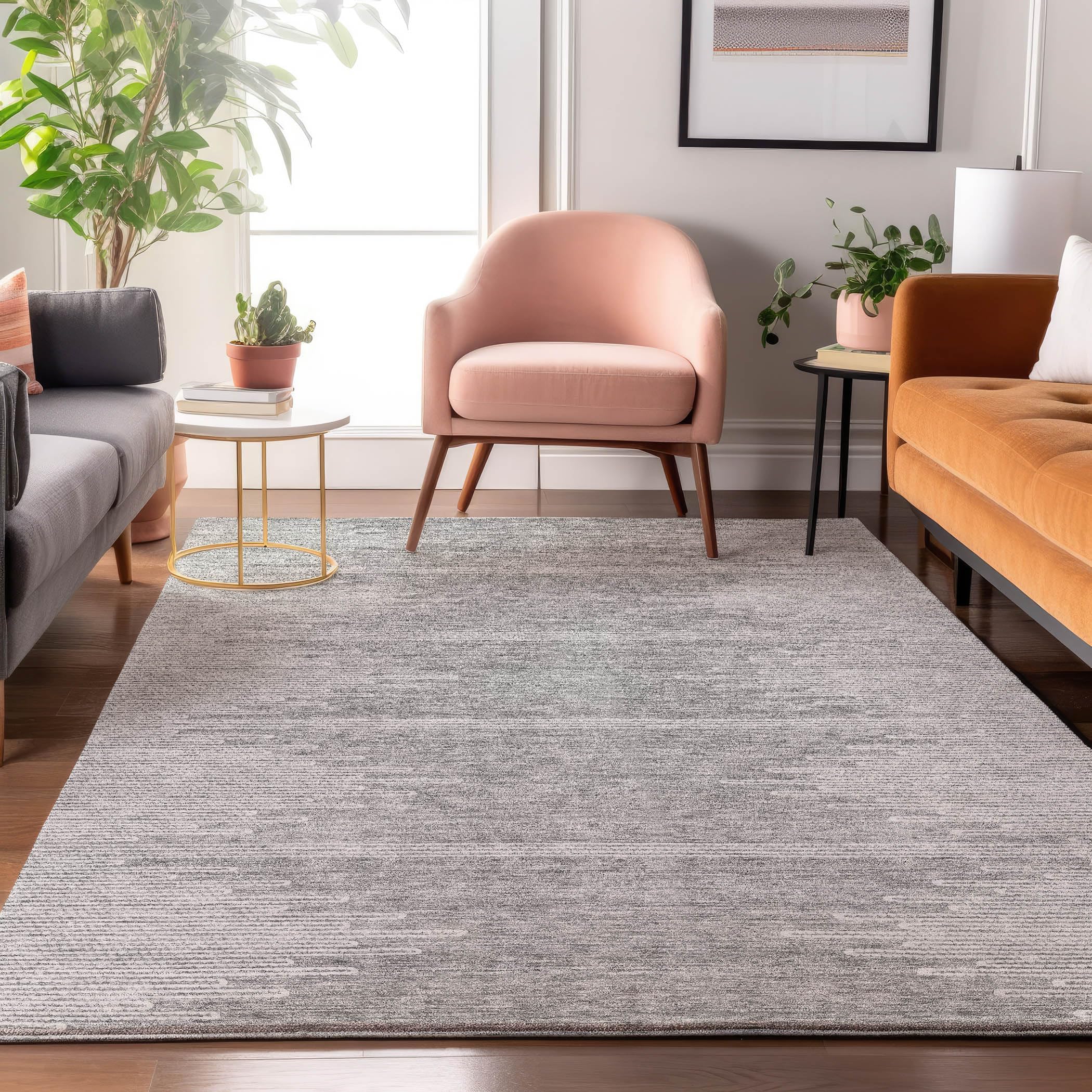 Addison Rugs Mayfield AMF647 Gray 2'6" x 3'10" Indoor Premium Machine Washable Rug, Silky Soft, Easy Clean, Non Shedding, Bedroom, Living Room, Dining