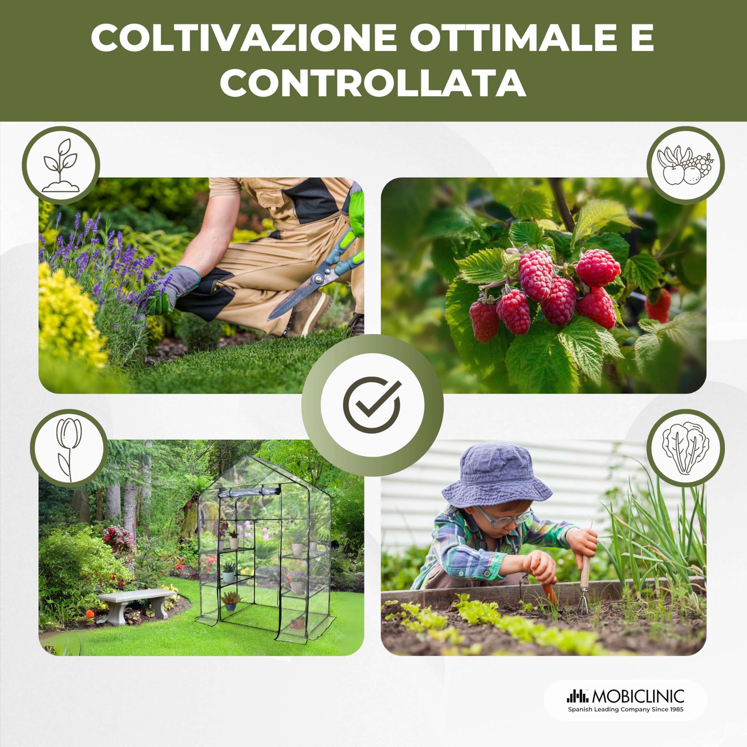 Mobiclinic®, Serra da Giardino, 143 x 73 x 195cm, Copertura in PVC e Porta Avvolgibile, 4 Ripiani, Impermeabile, Home Grow, Vivaio Domestico, Fissaggio Sicuro, Ideale per la Coltivazione, Resistente