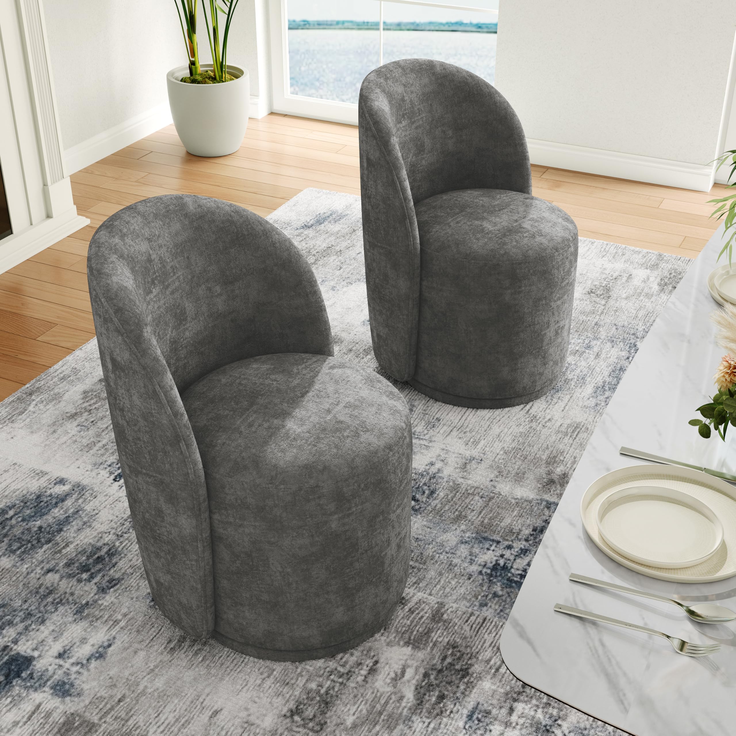 DREAMSIDEA Swivel Barrel Dining Chairs, Upholstered Modern Accent Chair for Living Room, Bedroom, Makeup Vanity, Dining Room, Kitchen (Swivel Fabric