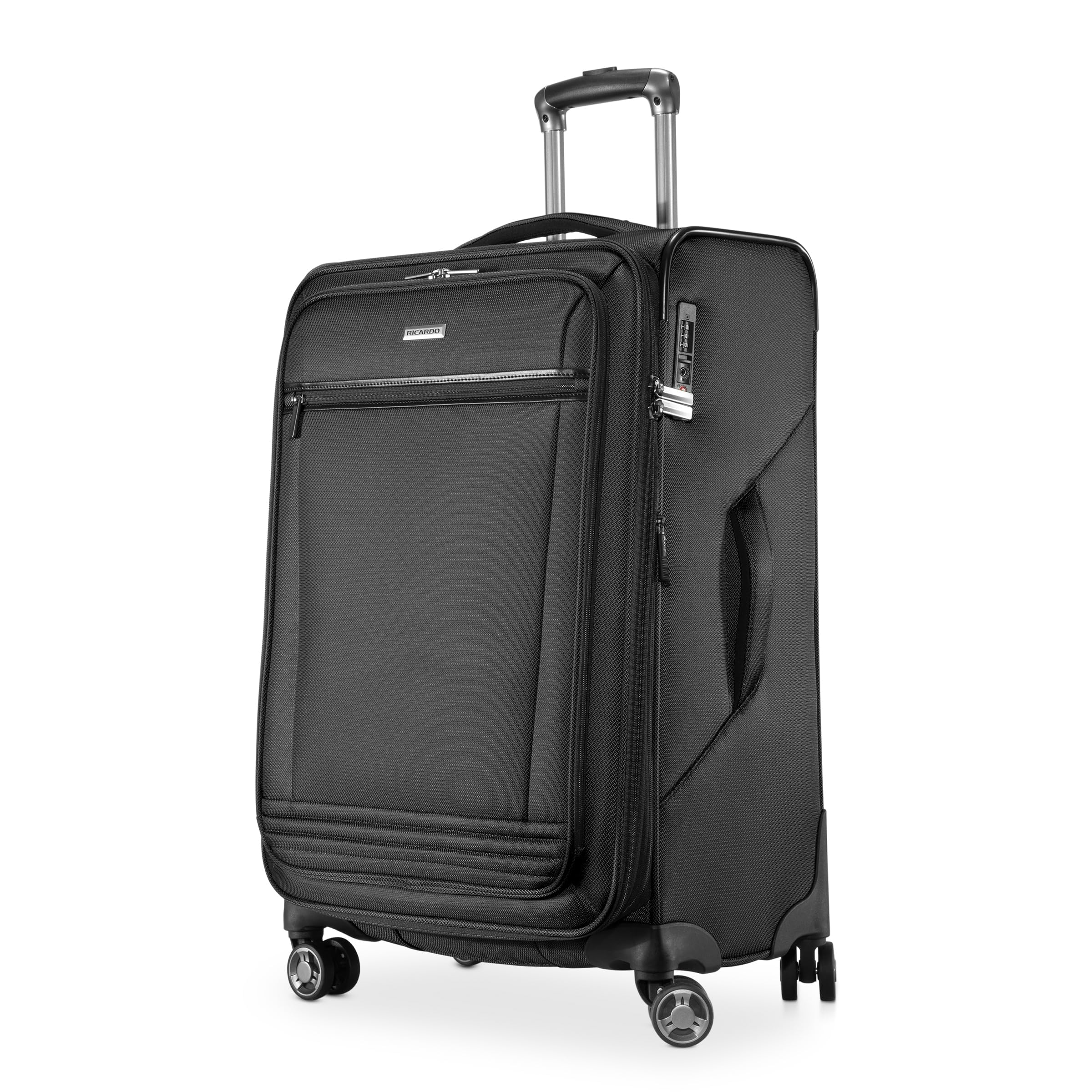Ricardo Beverly Hills Avalon Softside Medium Check-In Luggage Made with Sustainable 100% Recycled PET (rPET), Lightweight, Eco-Friendly Travel, Expandable, Dual Spinner Wheels, Black, 24-inch