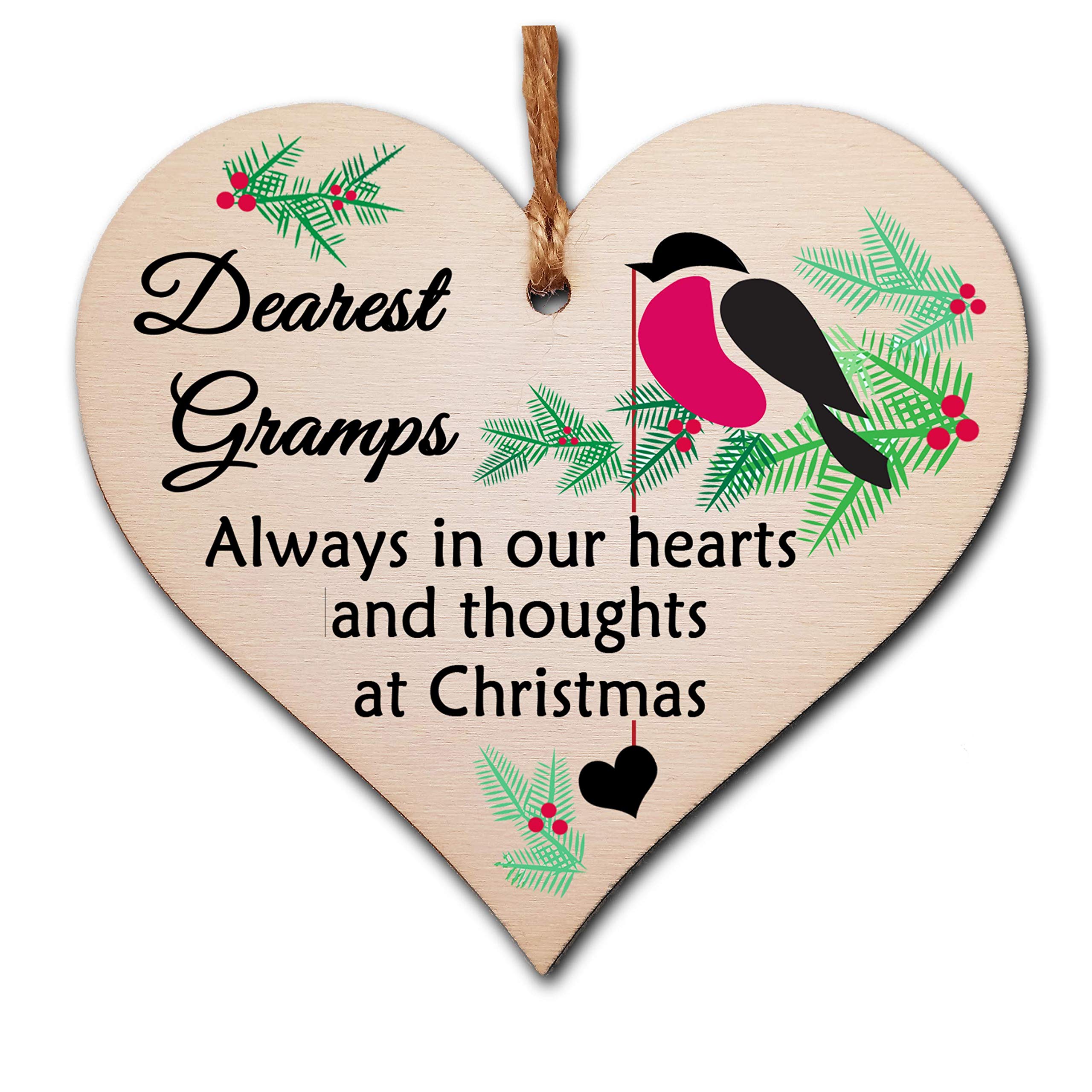 The Plum Penguin Handmade Wooden Christmas Hanging Heart Plaque Gift Always In Our Hearts And Thoughts At Xmas Lost Loved Ones Tree Decoration Rememberance Sentimental Present