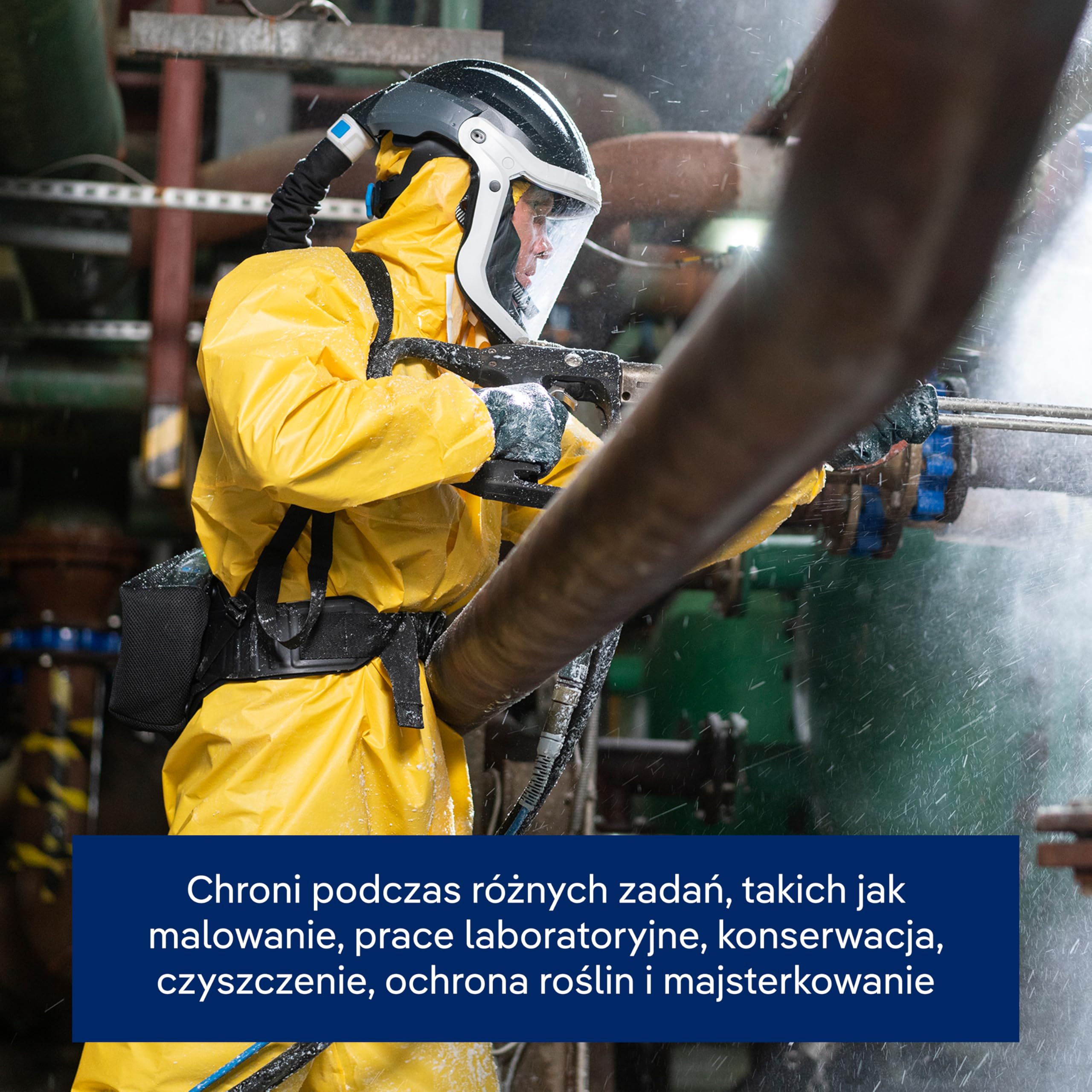 Dräger SPC CPM 4400 kombinezon przeciwwybuchowy, kombinezon z kapturem i wysoka ochrona chemiczna, kombinezon OOE dla przemysłu, stref biohazard i malarzy, UE: 2016/425 - Typ 3-6, Żółty, Rozmiar L