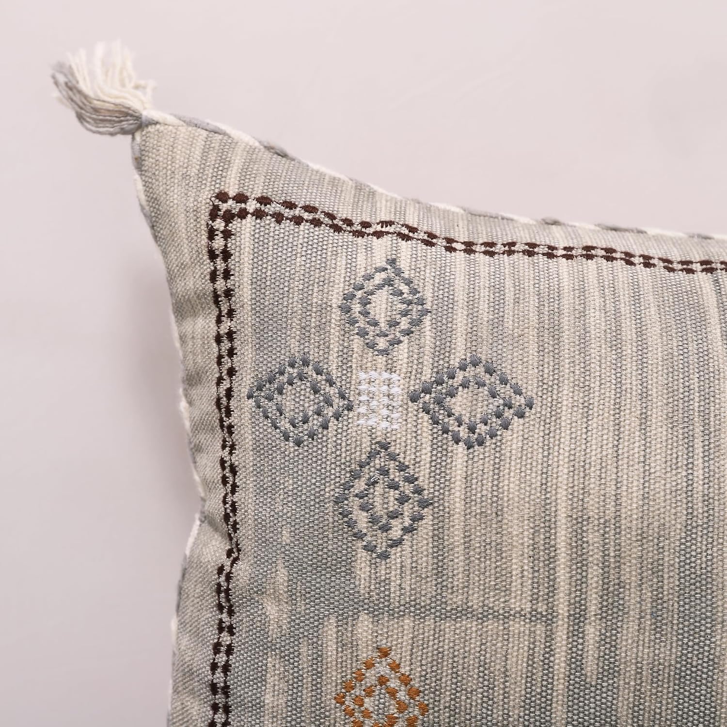 Lumbar Throw Pillow Cover (12 X 28 inches) | Hand Woven Cactus Silk White Pillow Linen Cover | Rustic Décor Bohemian Cushion Cover | Farmhouse Cotton Pillow Case | Decorative Throw Pillow Dress