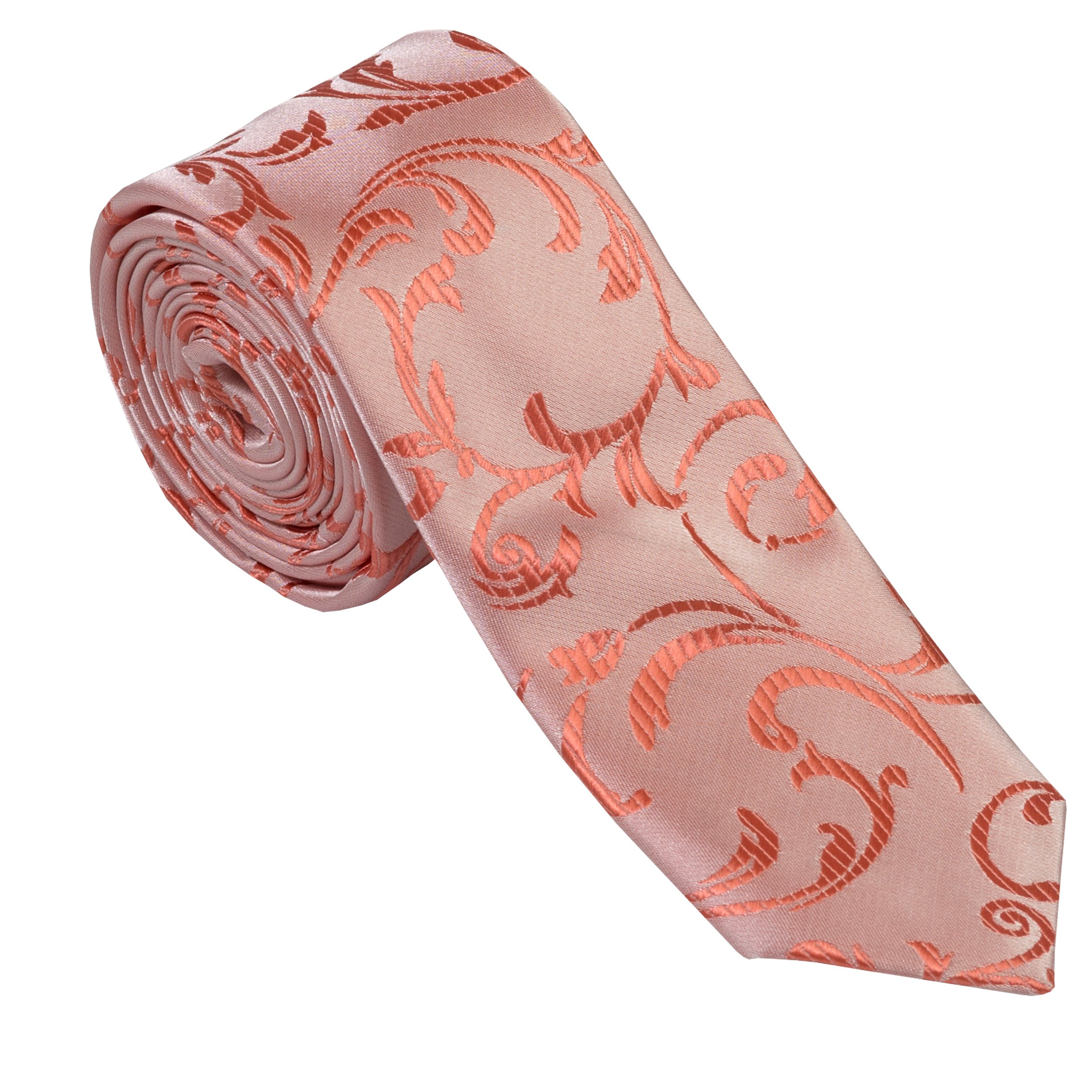 Abel & Burke Coral Swirl Leaf Slim Wedding Tie #AB-C1000/9