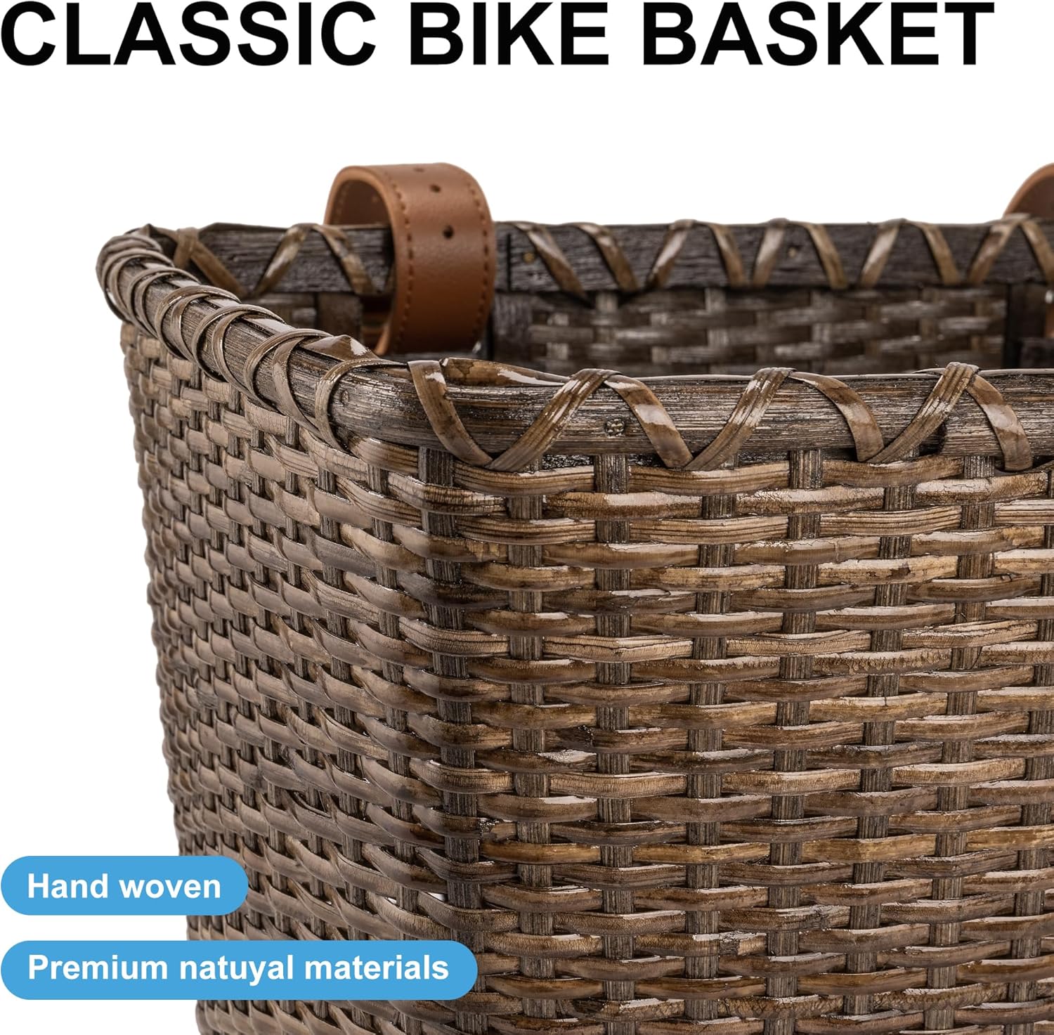 Bike Basket, Handmade Rattan Bicycle Baskets, Front Bike Baskets for Women’, Retro Style Bike Baskets for Adult Bikes