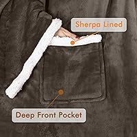 Vista 4 de Tirrinia Manta de sherpa afelpada con mangas, manta completa para todo el cuerpo, para leer, ver la televisión, manta para envolver